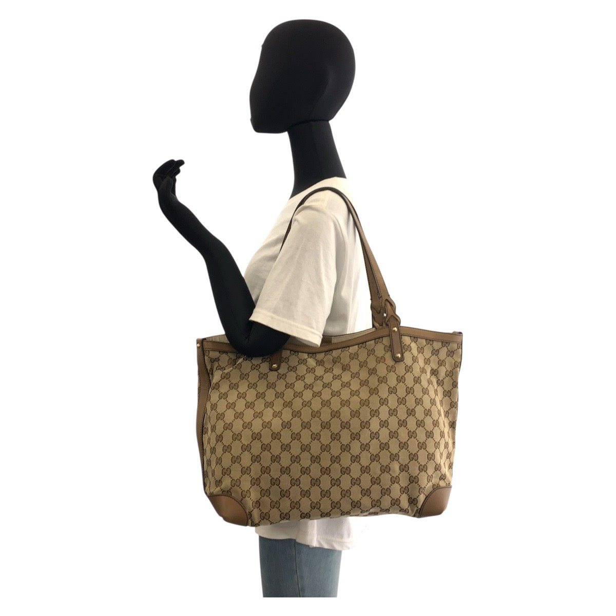 18636
GUCCI グッチ ベージュ ゴールド金具 GGキャンバス / レザー 247209 トートバッグ ショルダーバッグ レディース ABP40