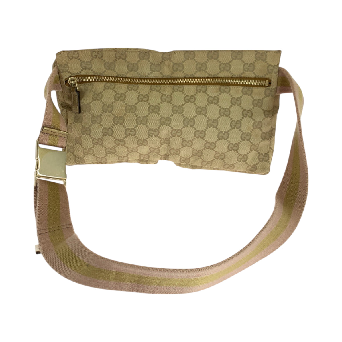 18638
GUCCI グッチ シェリーライン ベージュ ゴールド ピンク ゴールド金具 GGキャンバス 28566 ウエストバッグ バムバッグ  レディース AB30