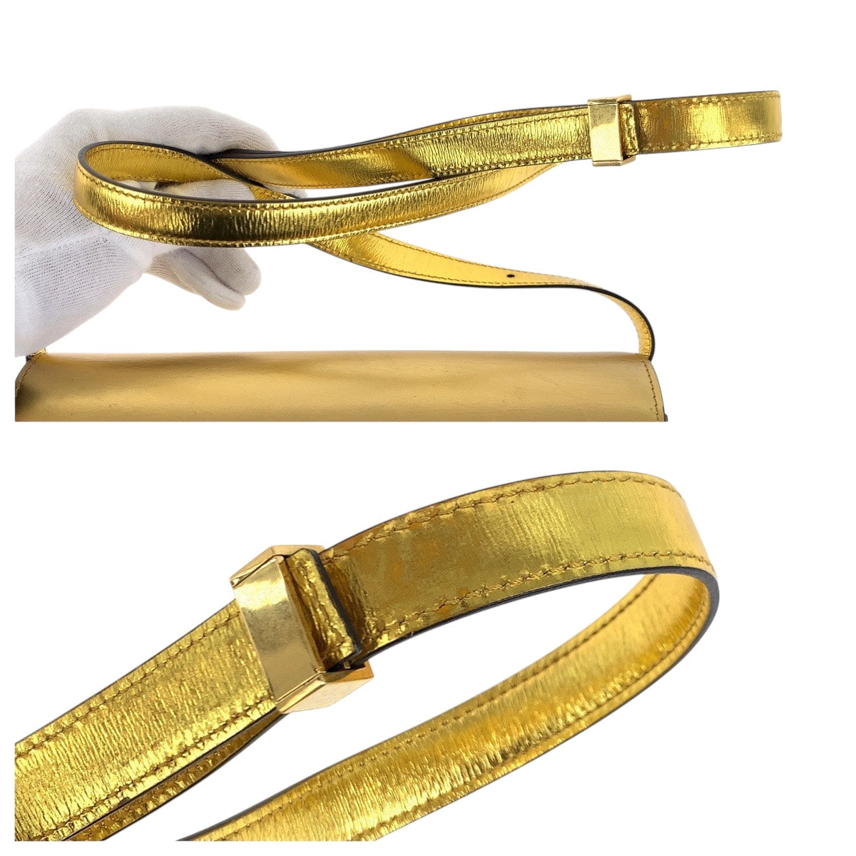 18642
CELINE セリーヌ ゴールド ゴールド金具 レザー ショルダーバッグ ポシェット レディース ABP72