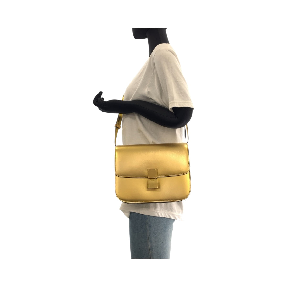 18642
CELINE セリーヌ ゴールド ゴールド金具 レザー ショルダーバッグ ポシェット レディース ABP72