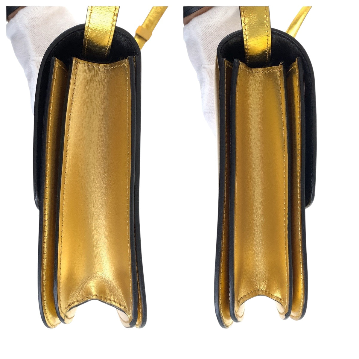 18642
CELINE セリーヌ ゴールド ゴールド金具 レザー ショルダーバッグ ポシェット レディース ABP72