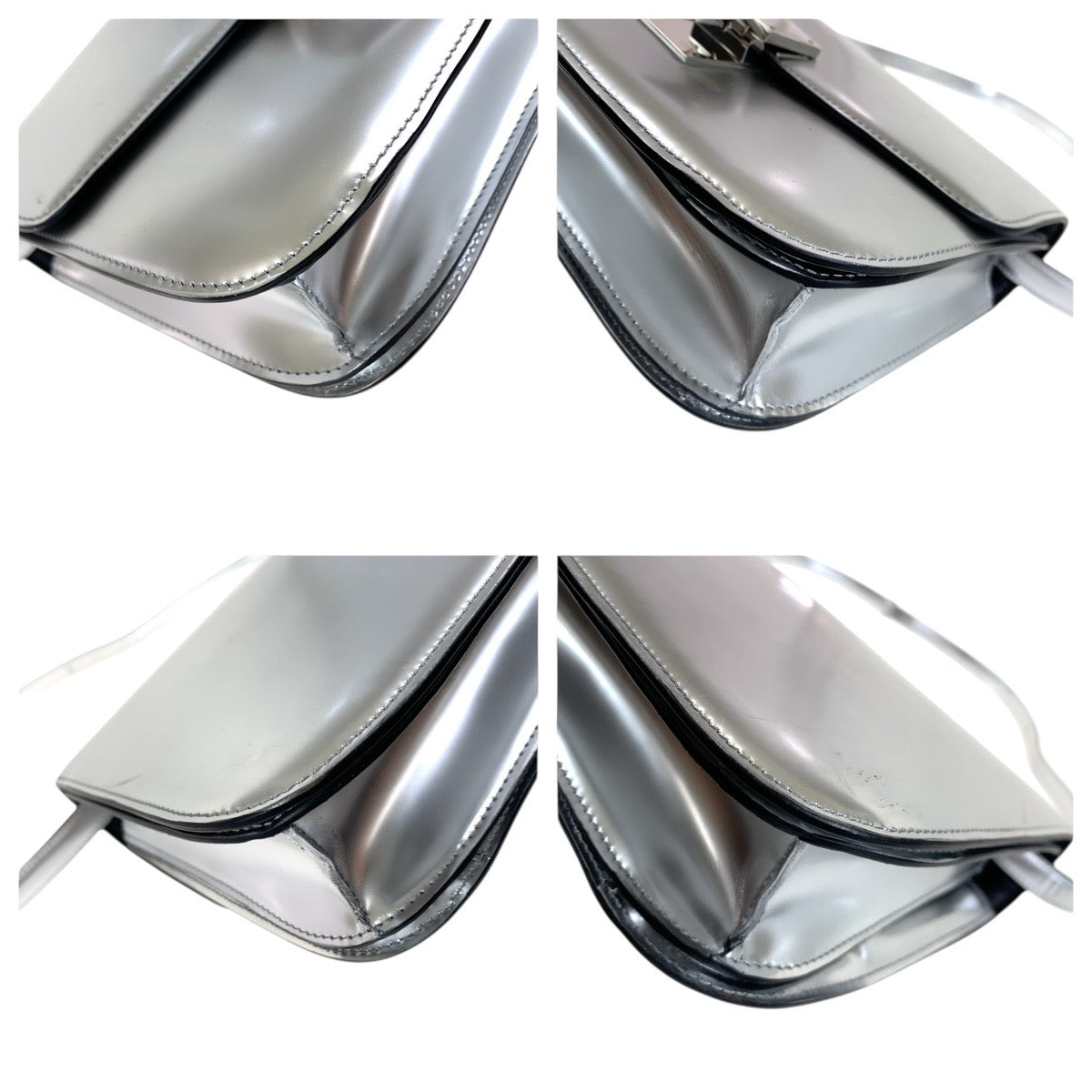 18643
CELINE セリーヌ シルバー シルバー金具 レザー ショルダーバッグ ポシェット レディース AB78