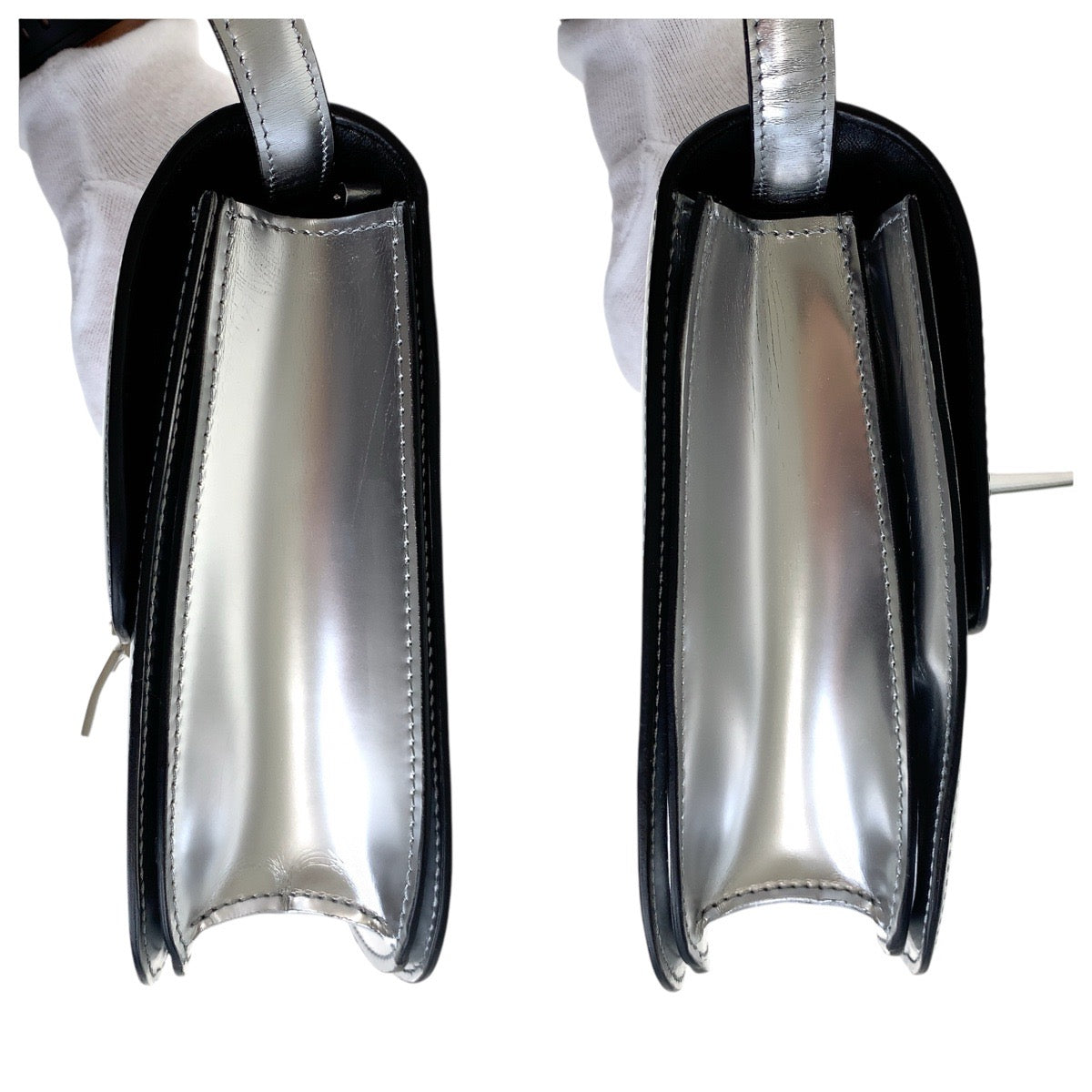 18643
CELINE セリーヌ シルバー シルバー金具 レザー ショルダーバッグ ポシェット レディース AB78