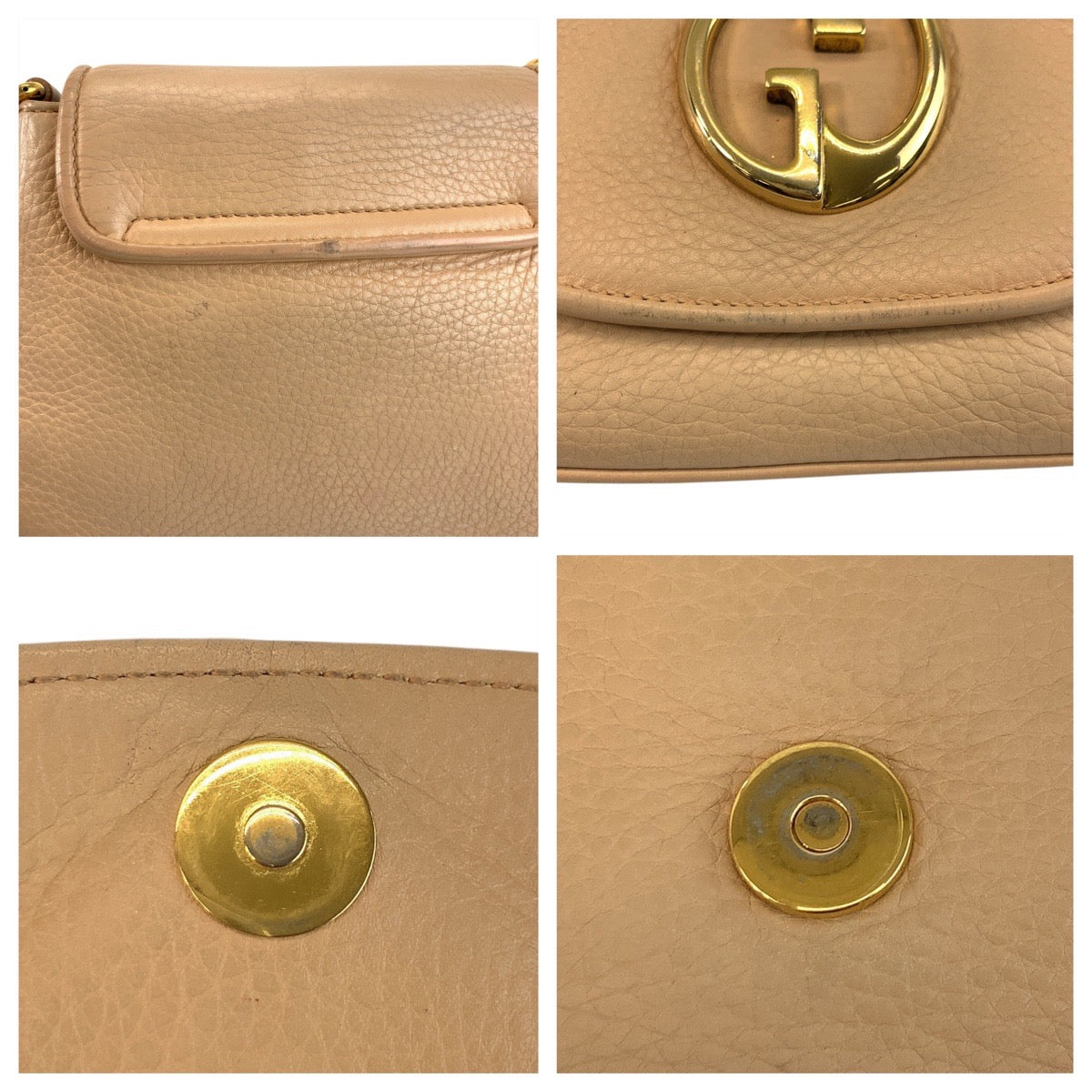 18644
GUCCI グッチ ダブルG ベージュ ゴールド金具 レザー 251821 チェーンショルダーバッグ ポシェット レディース AB48
