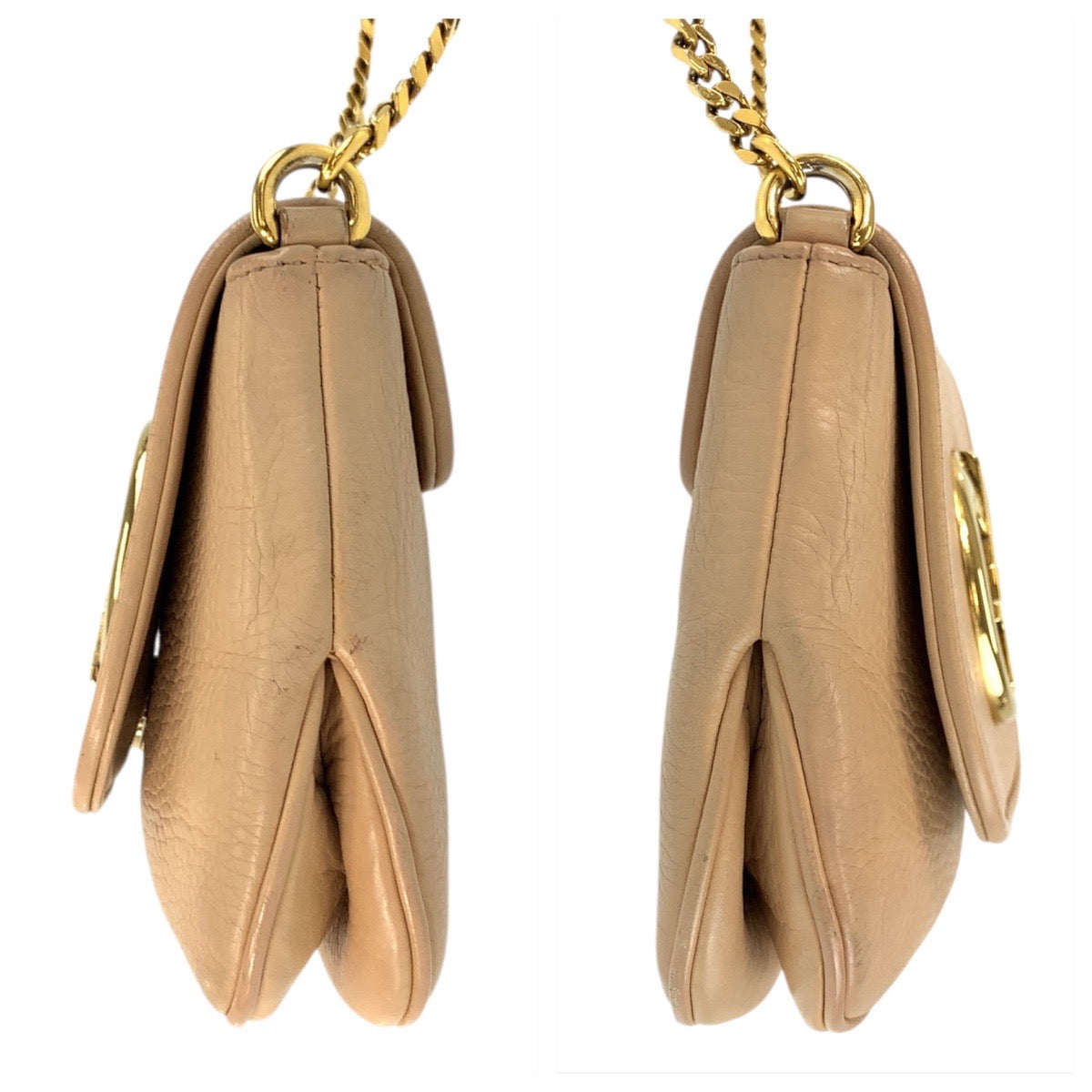 18644
GUCCI グッチ ダブルG ベージュ ゴールド金具 レザー 251821 チェーンショルダーバッグ ポシェット レディース AB48