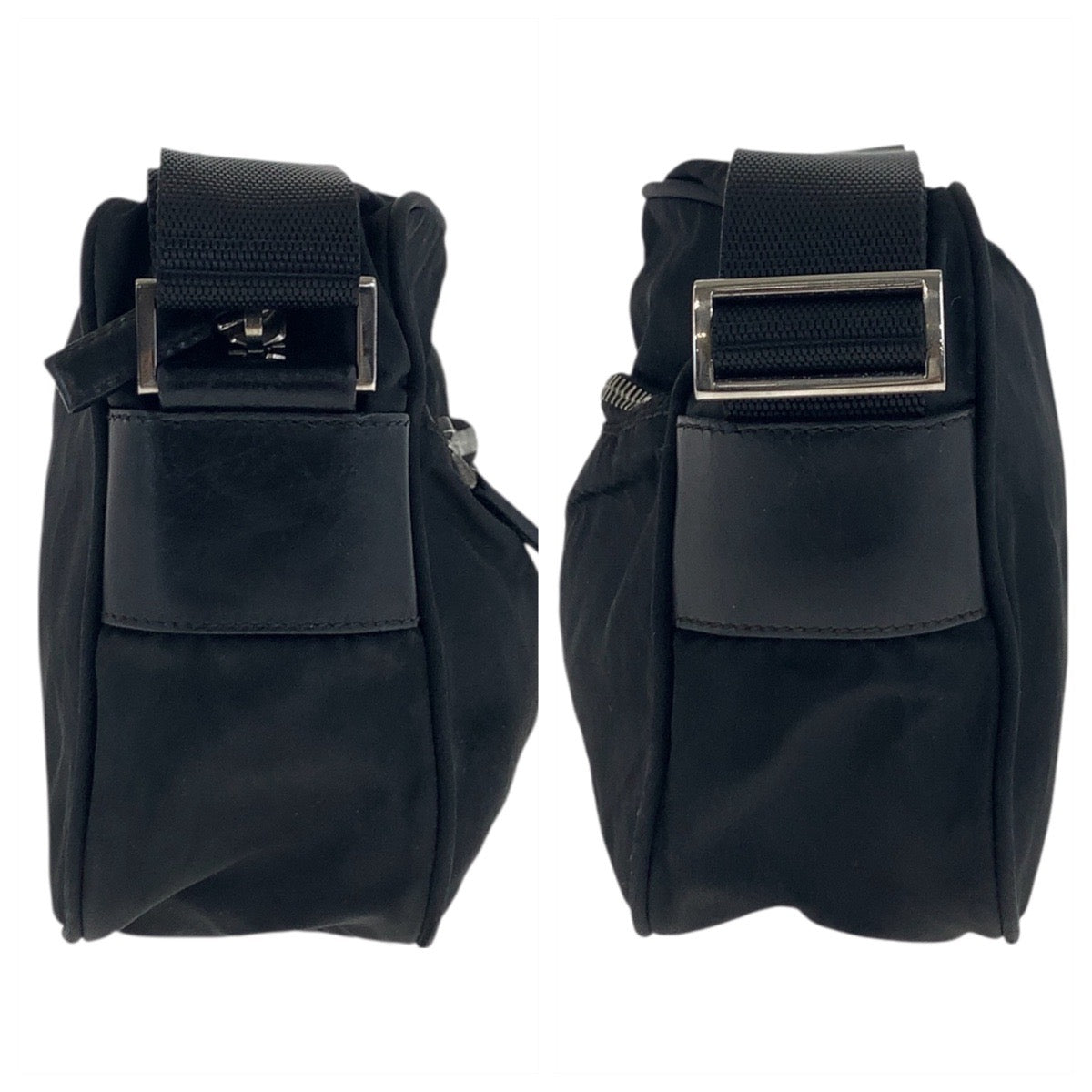 18645
PRADA プラダ テスート 三角ロゴプレート ブラック 黒 シルバー金具 ナイロン / レザー ショルダーバッグ ボディバッグ カメラバッグ メンズ AB48