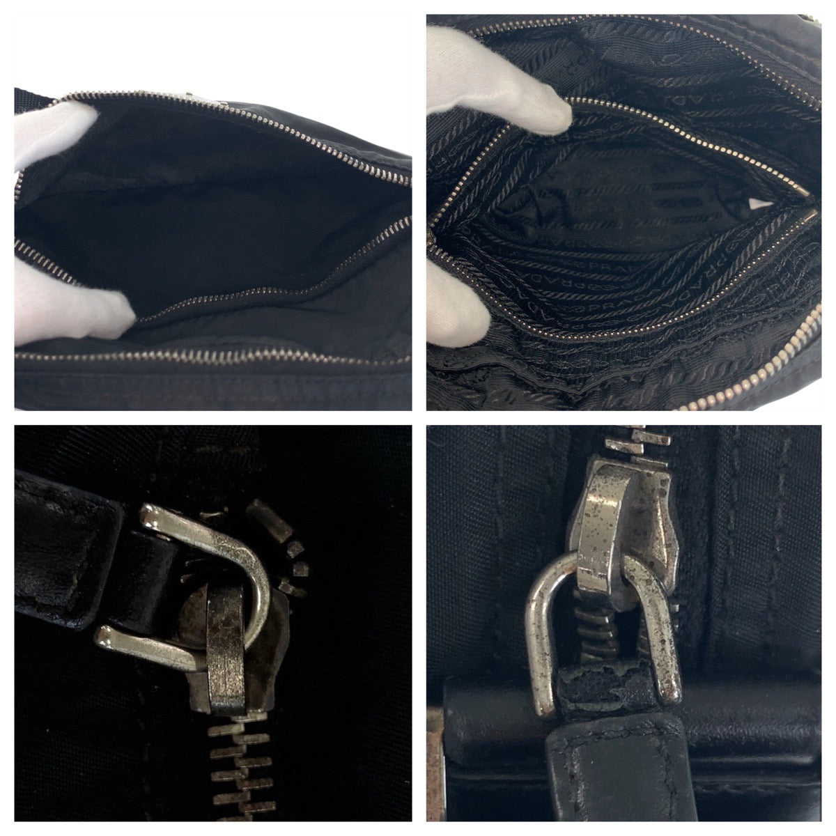 18645
PRADA プラダ テスート 三角ロゴプレート ブラック 黒 シルバー金具 ナイロン / レザー ショルダーバッグ ボディバッグ カメラバッグ メンズ AB48