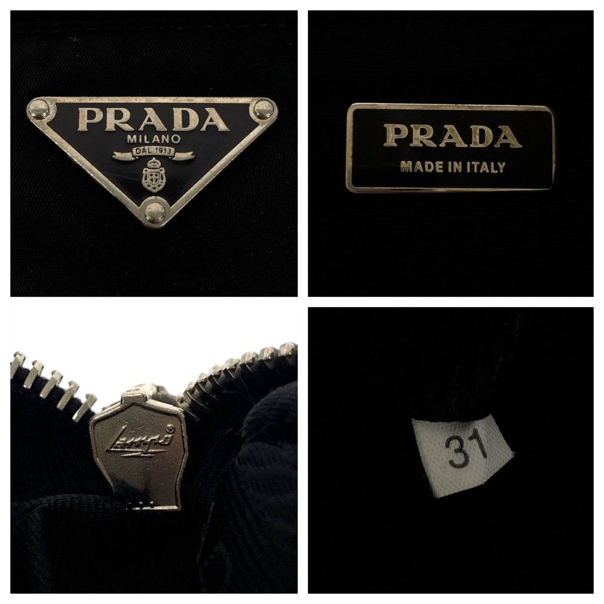 18645
PRADA プラダ テスート 三角ロゴプレート ブラック 黒 シルバー金具 ナイロン / レザー ショルダーバッグ ボディバッグ カメラバッグ メンズ AB48