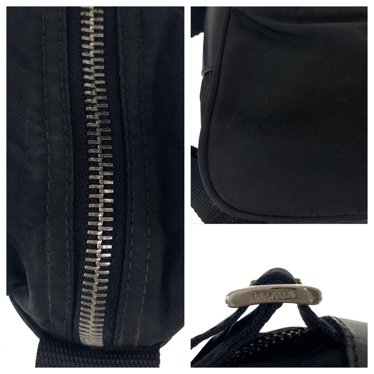 18645
PRADA プラダ テスート 三角ロゴプレート ブラック 黒 シルバー金具 ナイロン / レザー ショルダーバッグ ボディバッグ カメラバッグ メンズ AB48