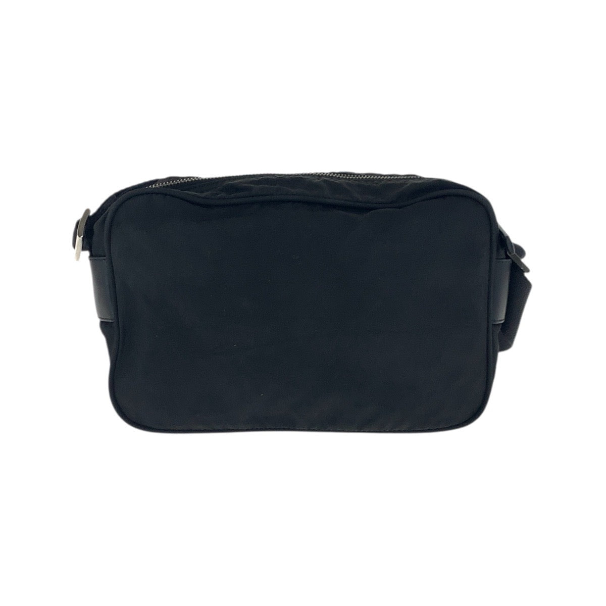 18645
PRADA プラダ テスート 三角ロゴプレート ブラック 黒 シルバー金具 ナイロン / レザー ショルダーバッグ ボディバッグ カメラバッグ メンズ AB48