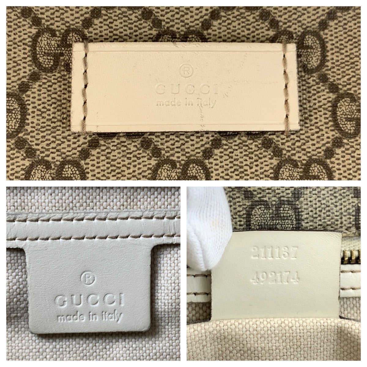18646
GUCCI グッチ ベージュ アイボリー GGスプリームキャンバス / レザー 211137 トートバッグ ショルダーバッグ  レディース AB20