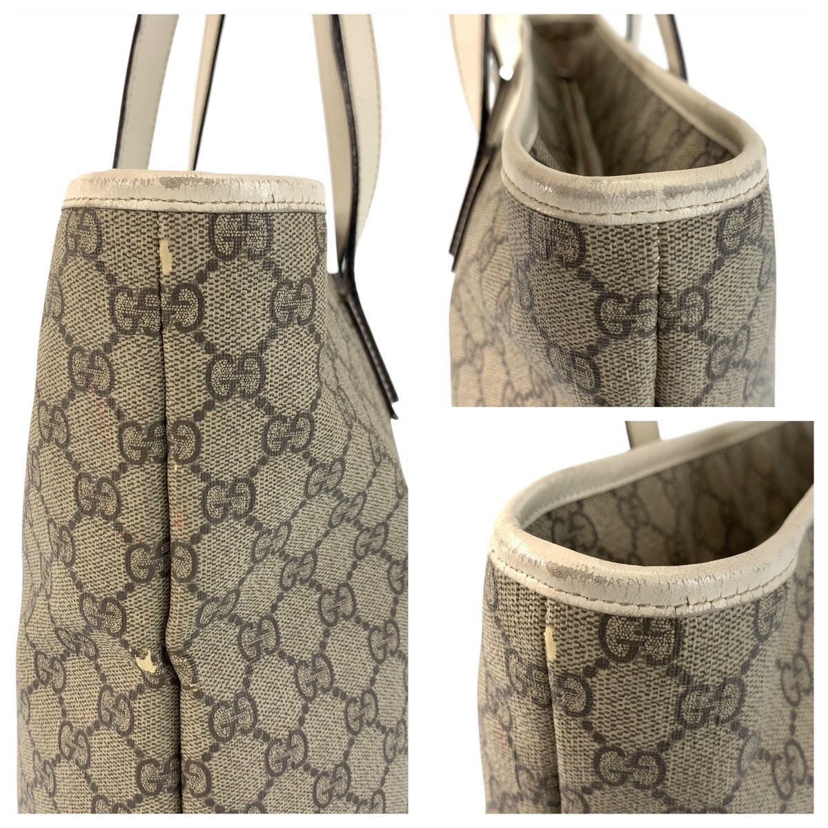 18646
GUCCI グッチ ベージュ アイボリー GGスプリームキャンバス / レザー 211137 トートバッグ ショルダーバッグ  レディース AB20