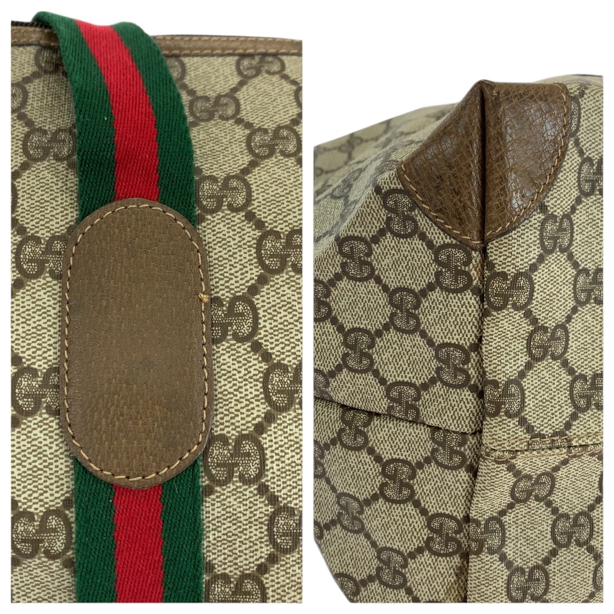 18647
GUCCI グッチ ヴィンテージ オールドグッチ シェリーライン ベージュ レッド グリーン ゴールド金具 GGスプリームキャンバス 89 19 012 トートバッグ ショルダーバッグ レディース ABP60