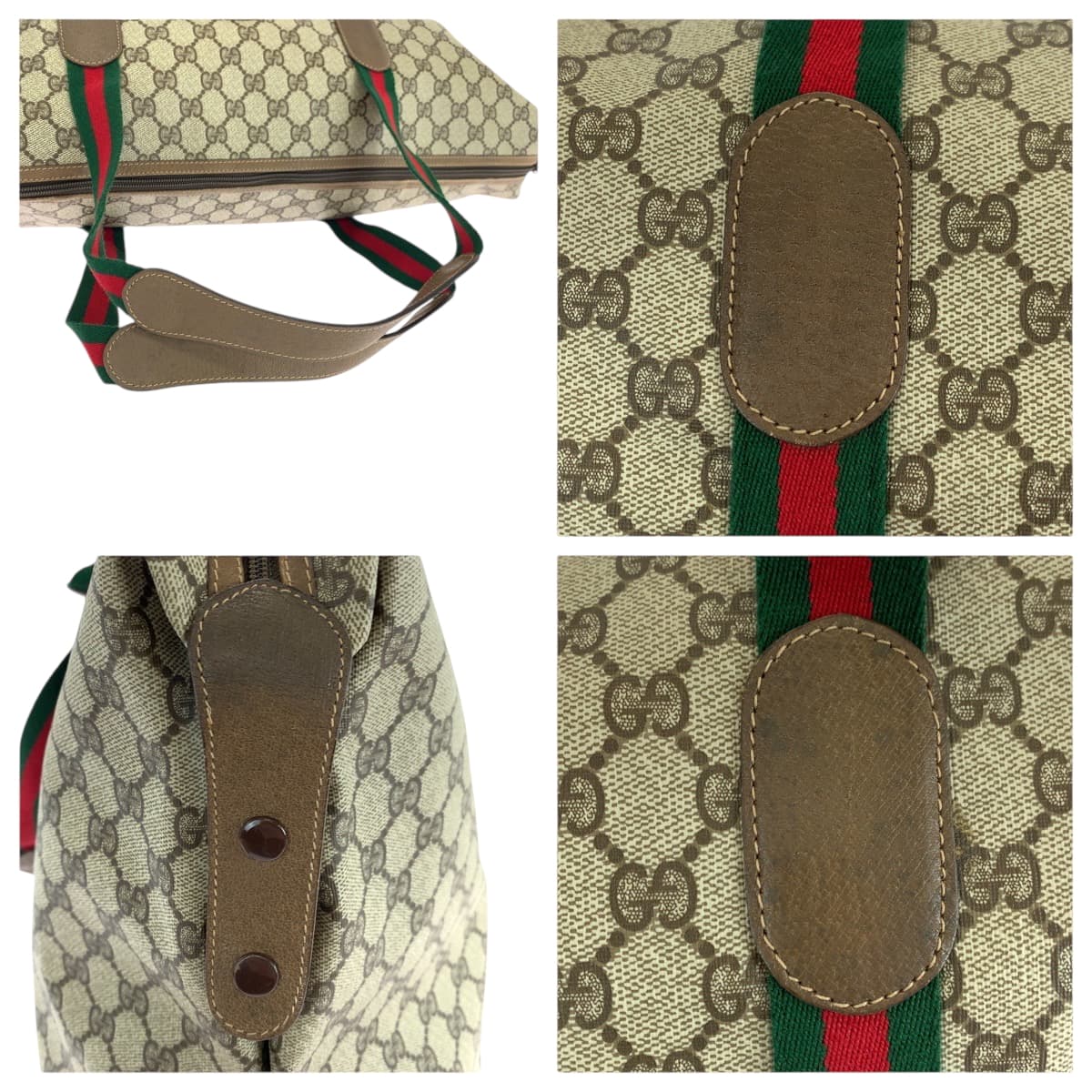 18647
GUCCI グッチ ヴィンテージ オールドグッチ シェリーライン ベージュ レッド グリーン ゴールド金具 GGスプリームキャンバス 89 19 012 トートバッグ ショルダーバッグ レディース ABP60
