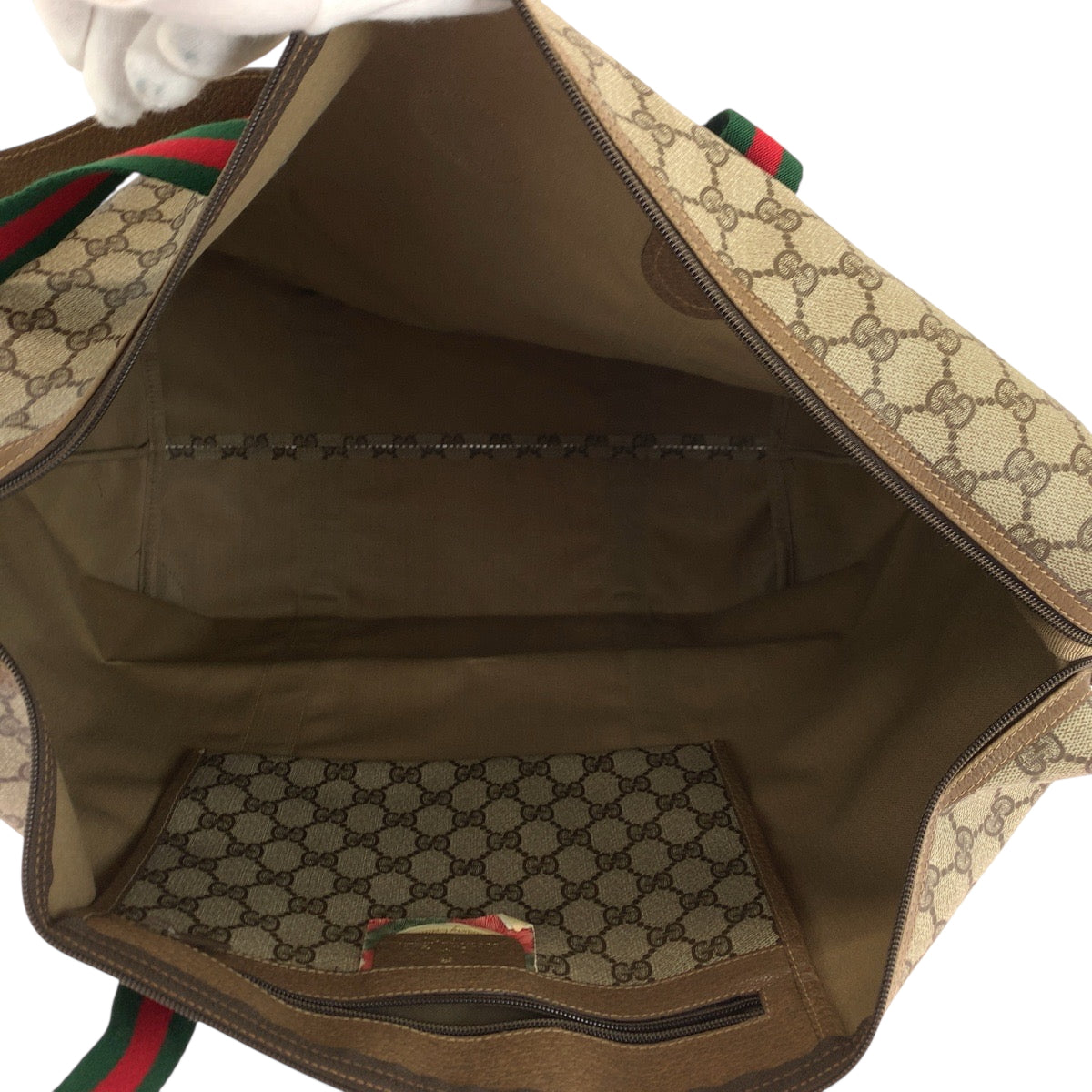 18647
GUCCI グッチ ヴィンテージ オールドグッチ シェリーライン ベージュ レッド グリーン ゴールド金具 GGスプリームキャンバス 89 19 012 トートバッグ ショルダーバッグ レディース ABP60