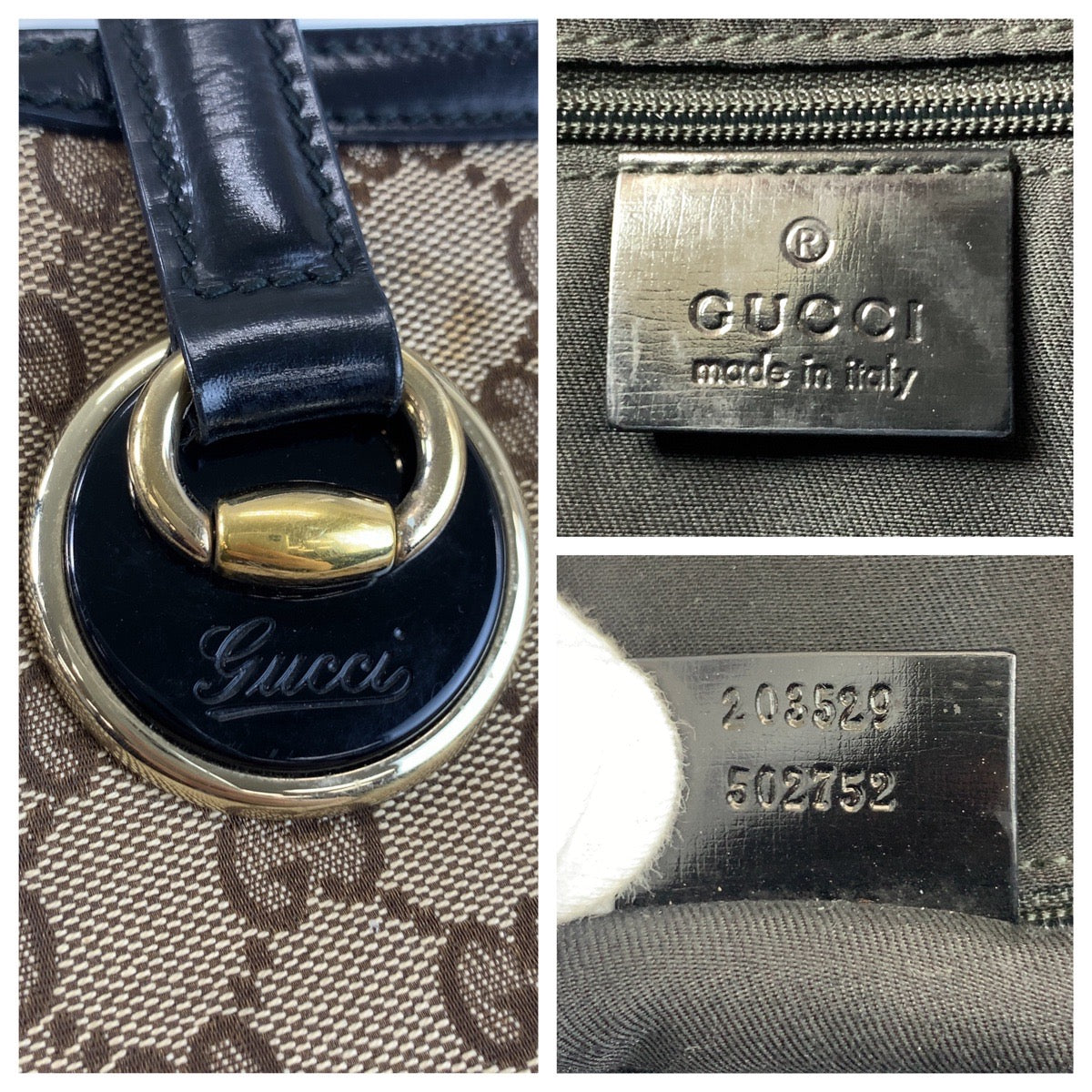 18649
GUCCI グッチ ベージュ ブラック 黒 ゴールド金具 GGキャンバス / レザー 203529 トートバッグ ショルダーバッグ レディース ABP48