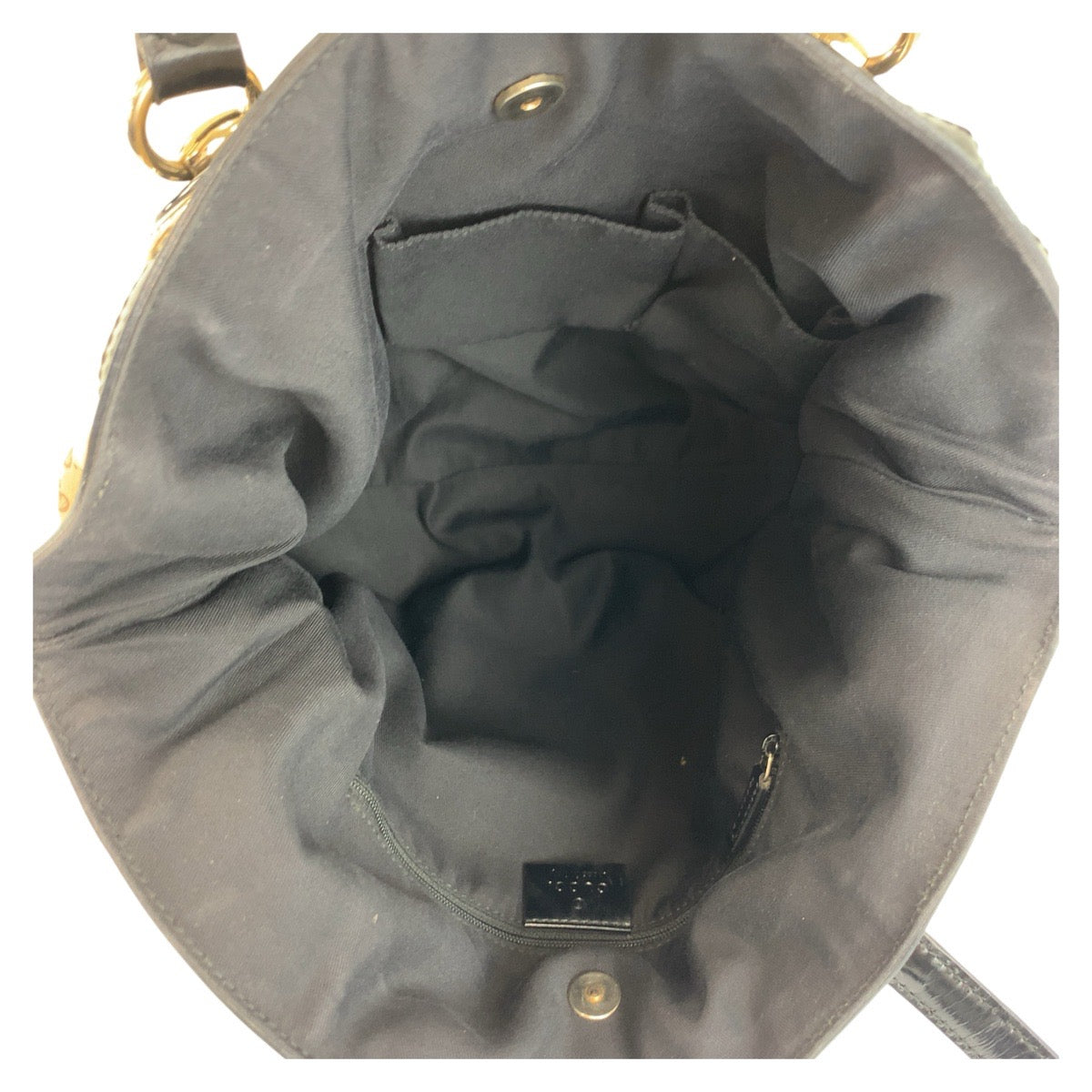 18649
GUCCI グッチ ベージュ ブラック 黒 ゴールド金具 GGキャンバス / レザー 203529 トートバッグ ショルダーバッグ レディース ABP48