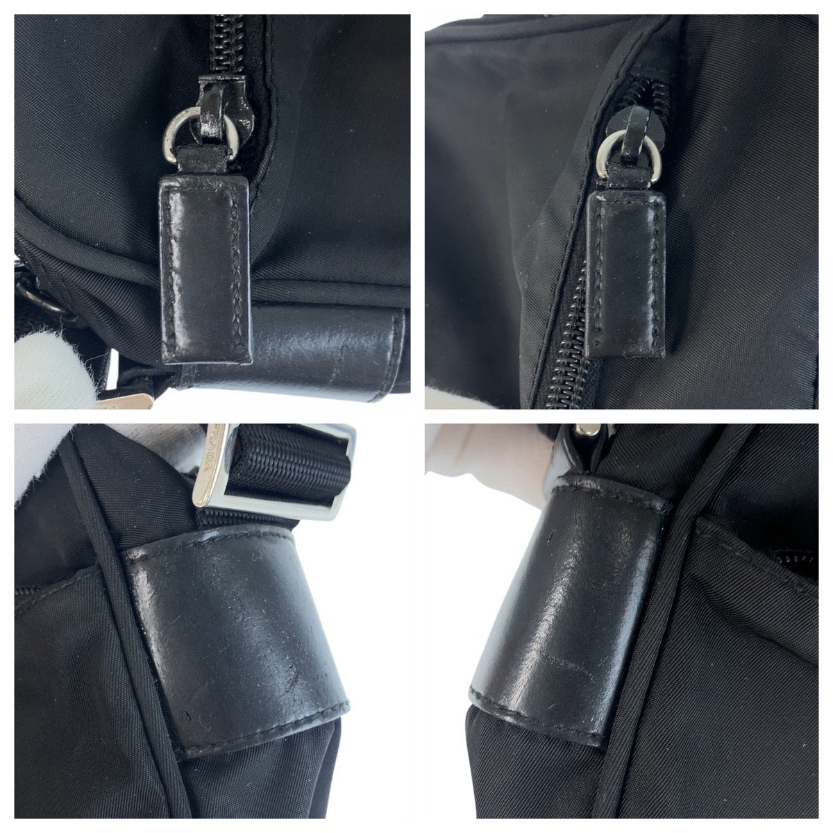 18651
PRADA プラダ テスート 三角ロゴプレート ブラック 黒 シルバー金具 ナイロン / レザー ショルダーバッグ メッセンジャーバッグ  レディース ABP48