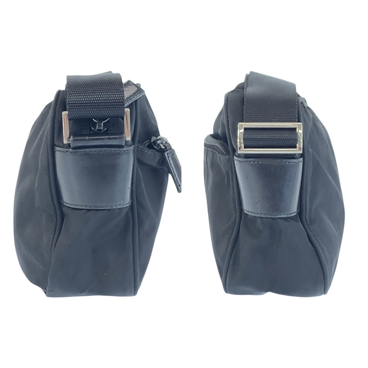 18651
PRADA プラダ テスート 三角ロゴプレート ブラック 黒 シルバー金具 ナイロン / レザー ショルダーバッグ メッセンジャーバッグ  レディース ABP48