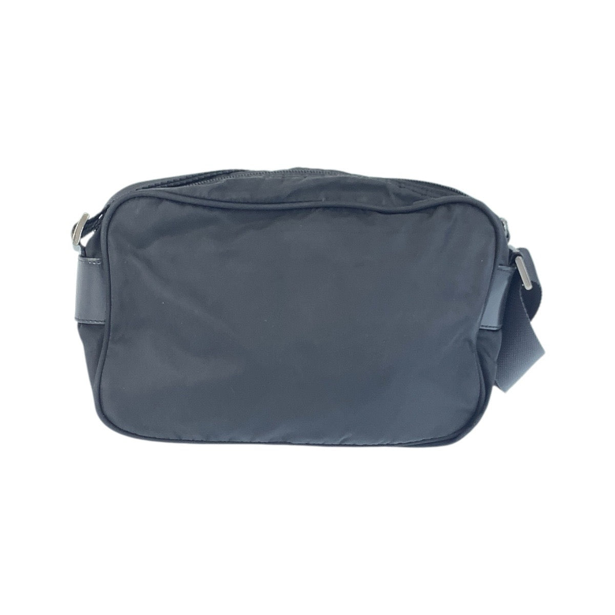 18651
PRADA プラダ テスート 三角ロゴプレート ブラック 黒 シルバー金具 ナイロン / レザー ショルダーバッグ メッセンジャーバッグ  レディース ABP48