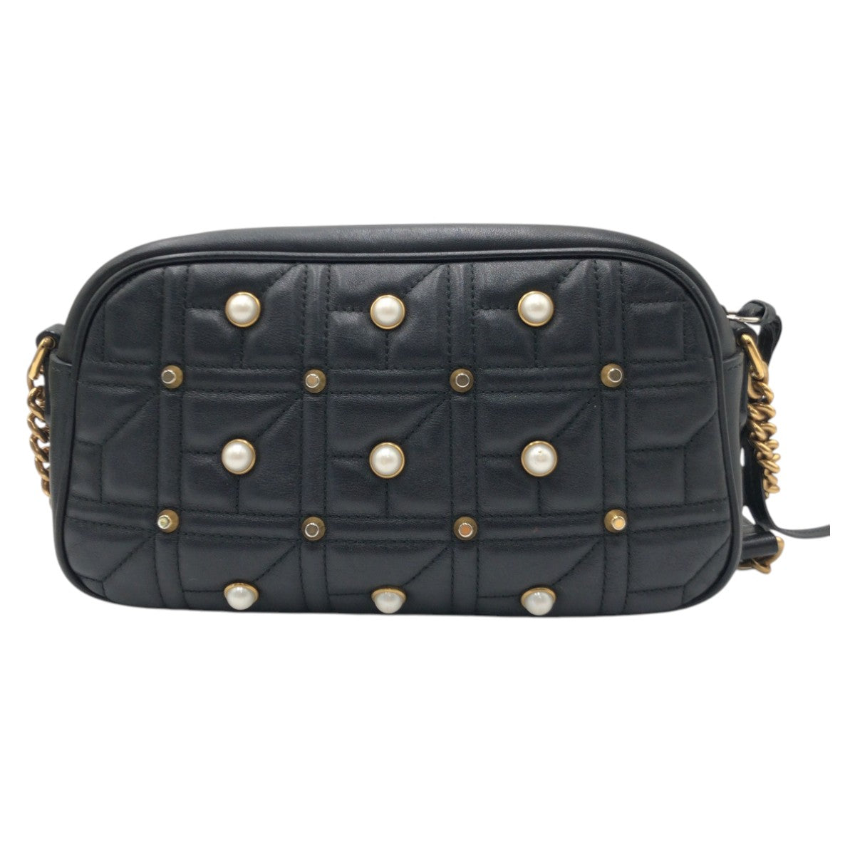 18654
GUCCI グッチ GGマーモント キルティング ブラック 黒 ゴールド金具 レザー 447632 ショルダーバッグ ポシェット レディース ABP100