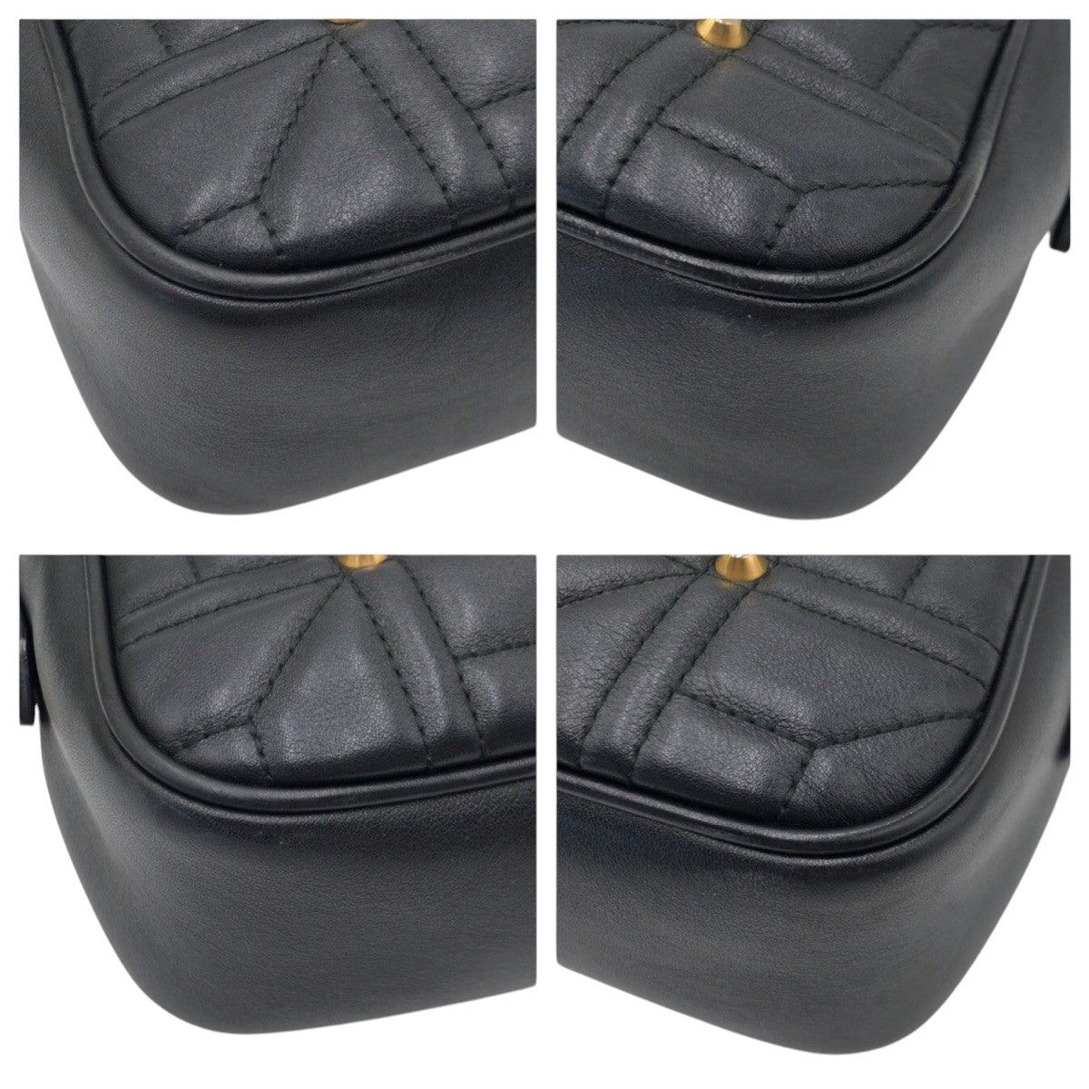 18654
GUCCI グッチ GGマーモント キルティング ブラック 黒 ゴールド金具 レザー 447632 ショルダーバッグ ポシェット レディース ABP100