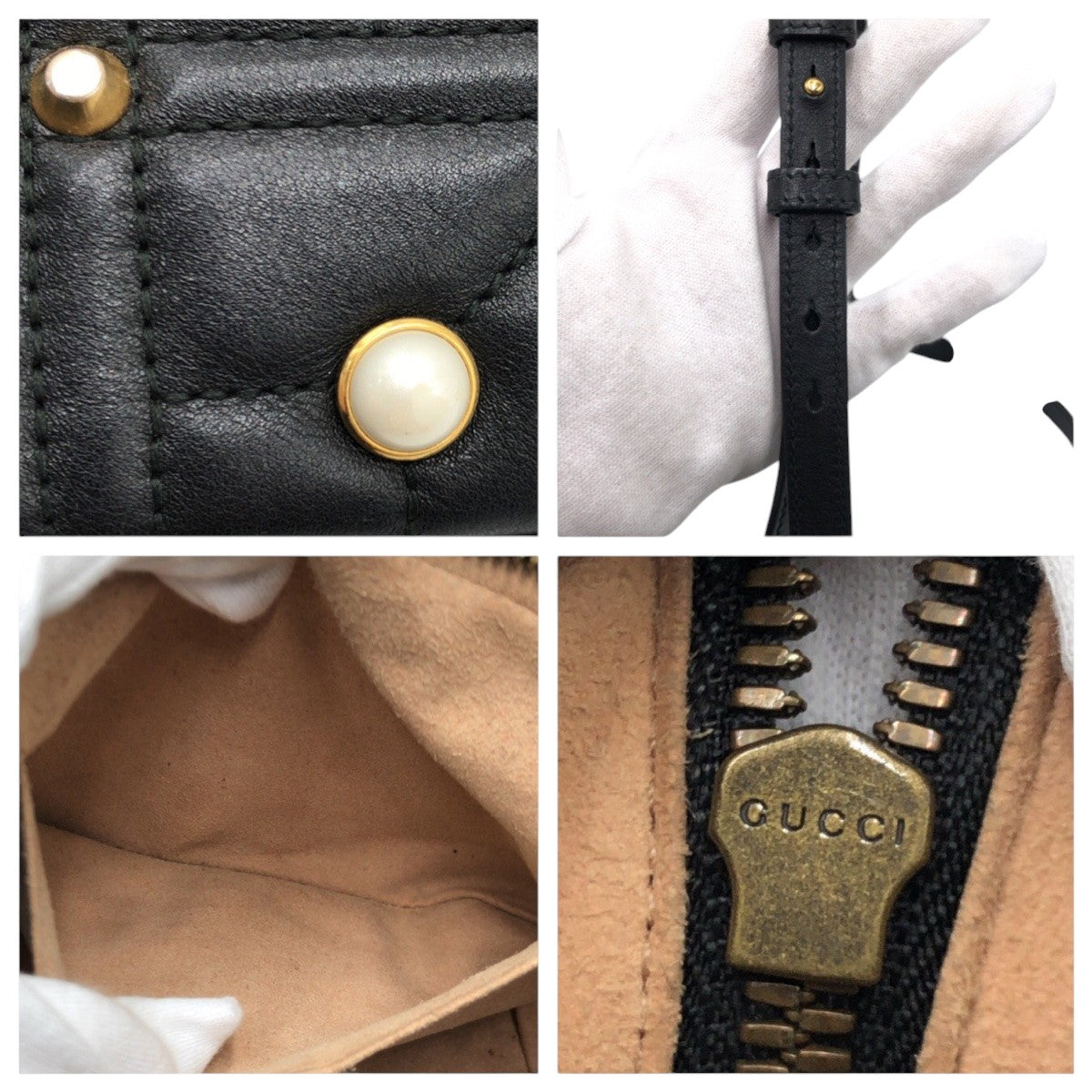 18654
GUCCI グッチ GGマーモント キルティング ブラック 黒 ゴールド金具 レザー 447632 ショルダーバッグ ポシェット レディース ABP100