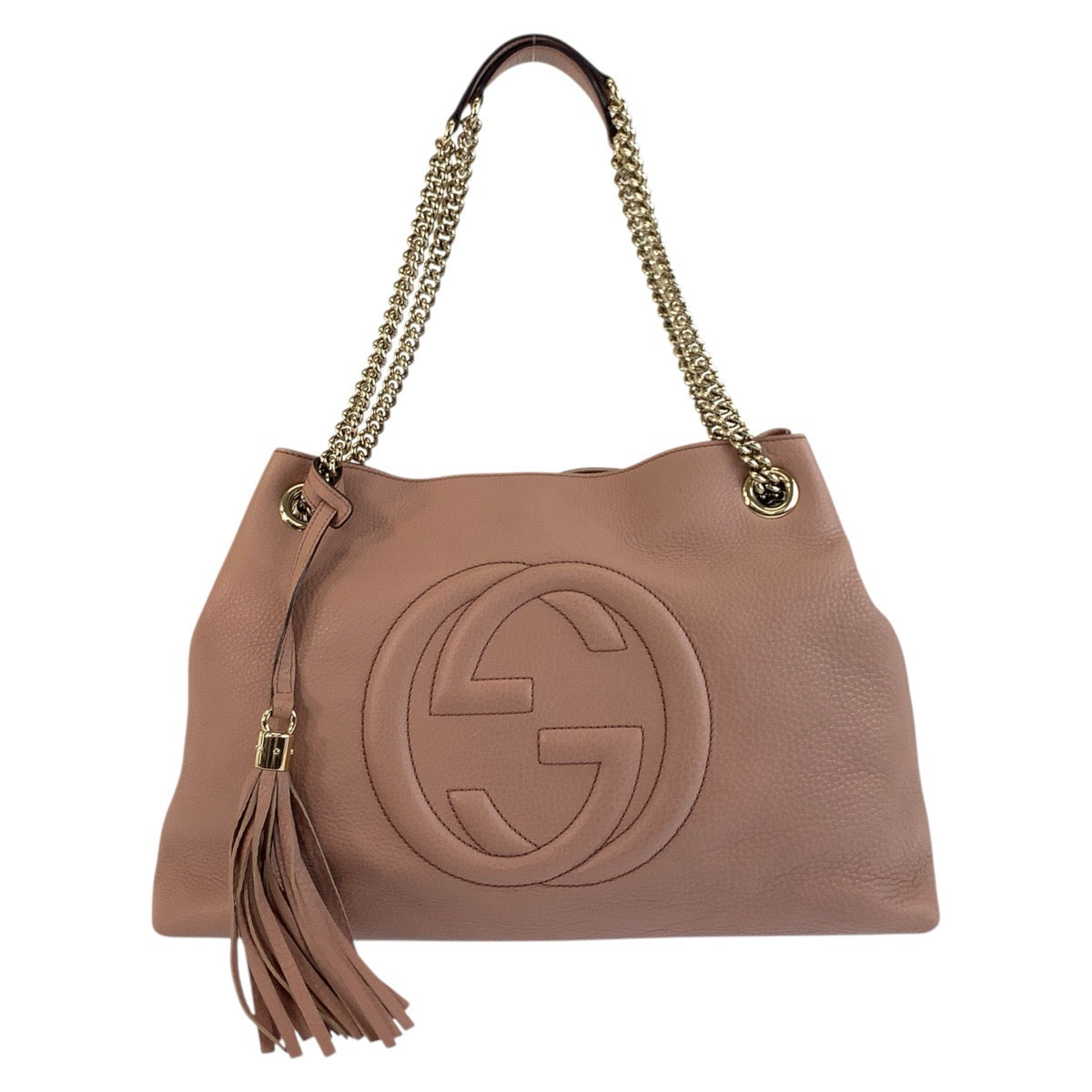 18655
GUCCI グッチ ソーホー ピンクベージュ ゴールド金具 レザー 308982 チェーンショルダーバッグ トートバッグ  レディース A88