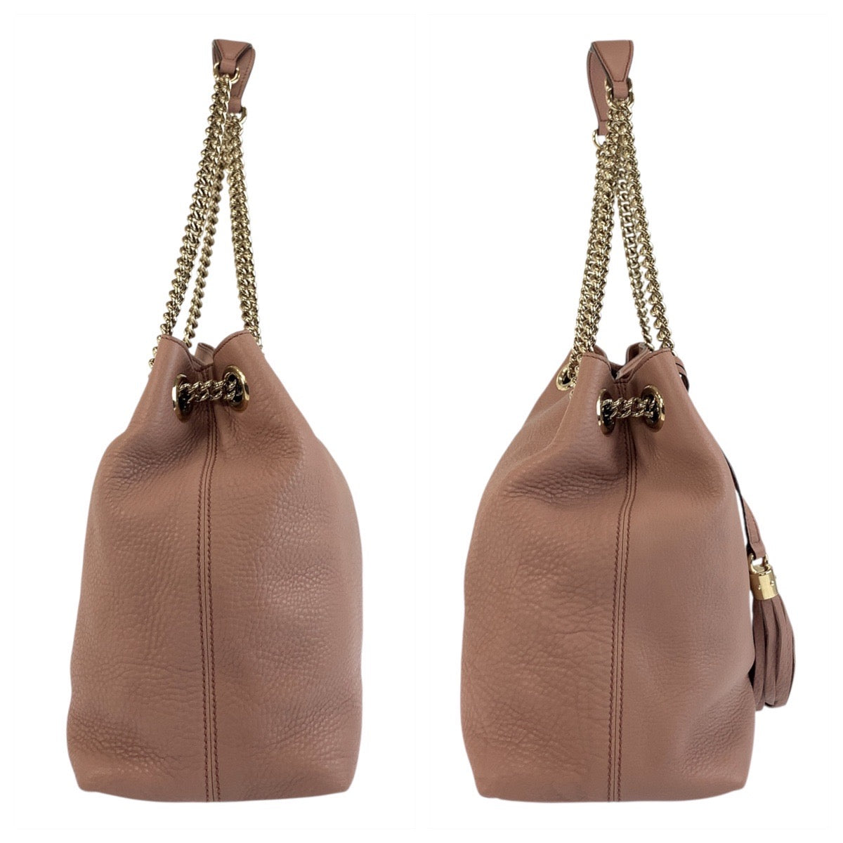18655
GUCCI グッチ ソーホー ピンクベージュ ゴールド金具 レザー 308982 チェーンショルダーバッグ トートバッグ  レディース A88