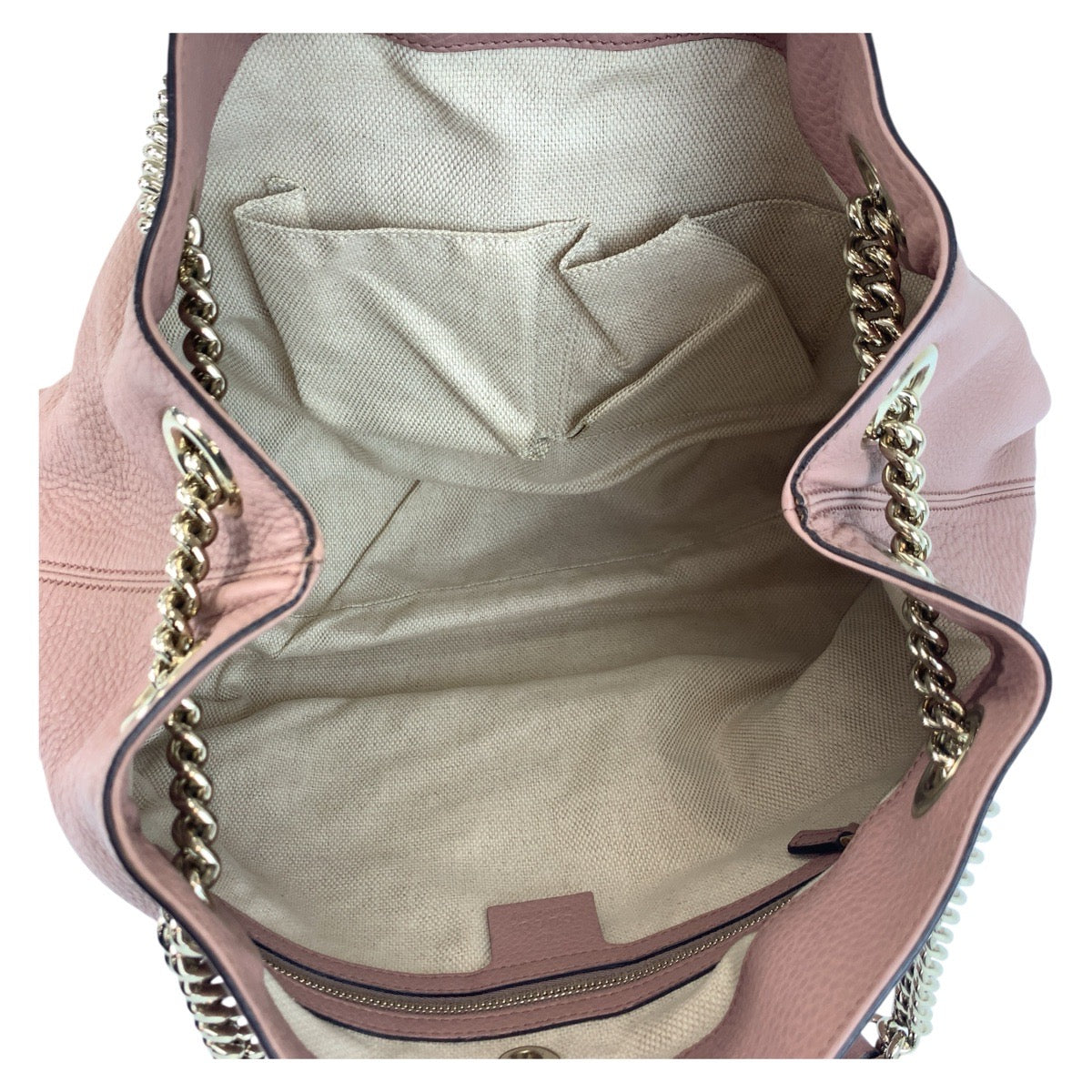 18655
GUCCI グッチ ソーホー ピンクベージュ ゴールド金具 レザー 308982 チェーンショルダーバッグ トートバッグ  レディース A88