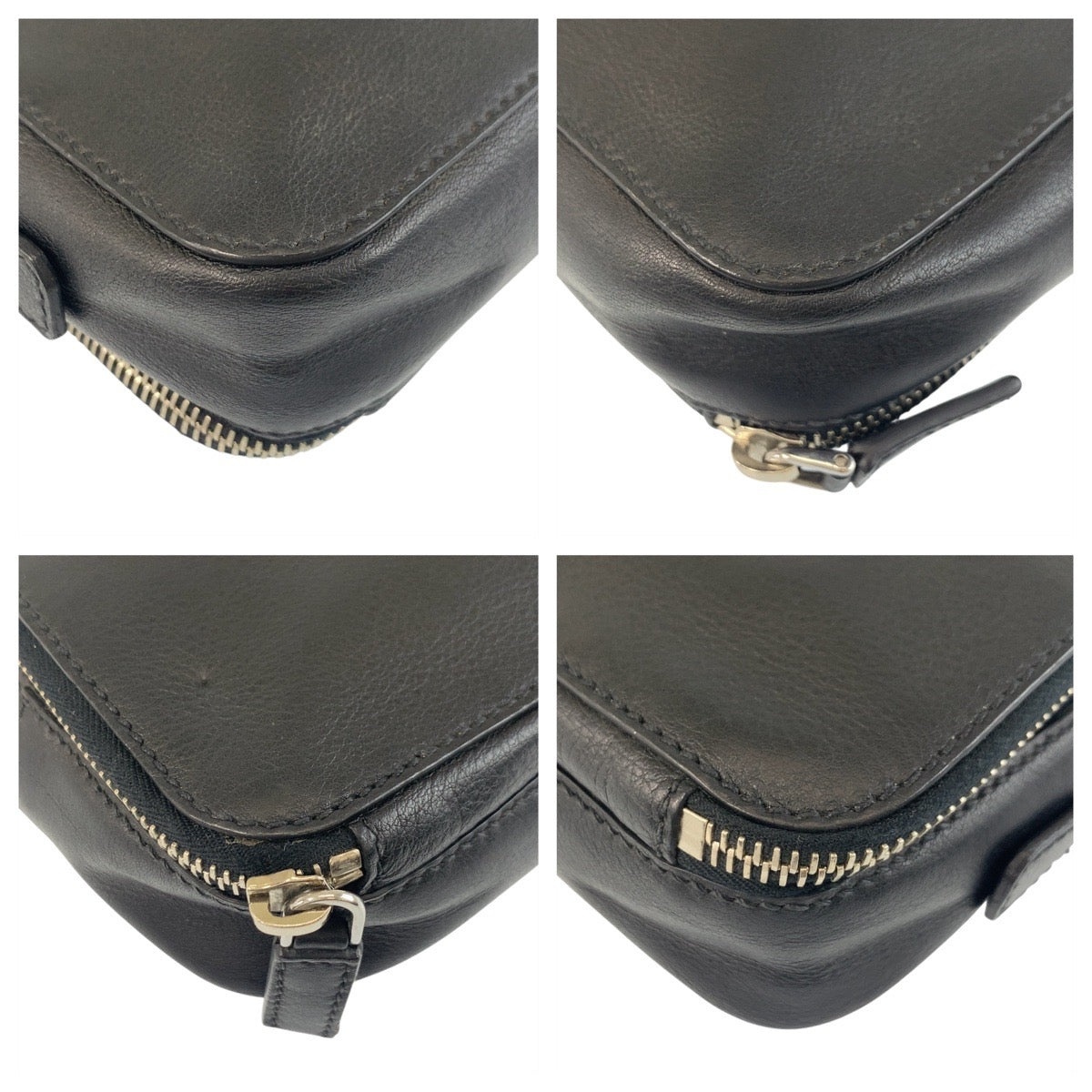 18656
PRADA プラダ 三角ロゴプレート ブラック 黒 シルバー金具 レザー クラッチバッグ セカンドバッグ  メンズ ABP48