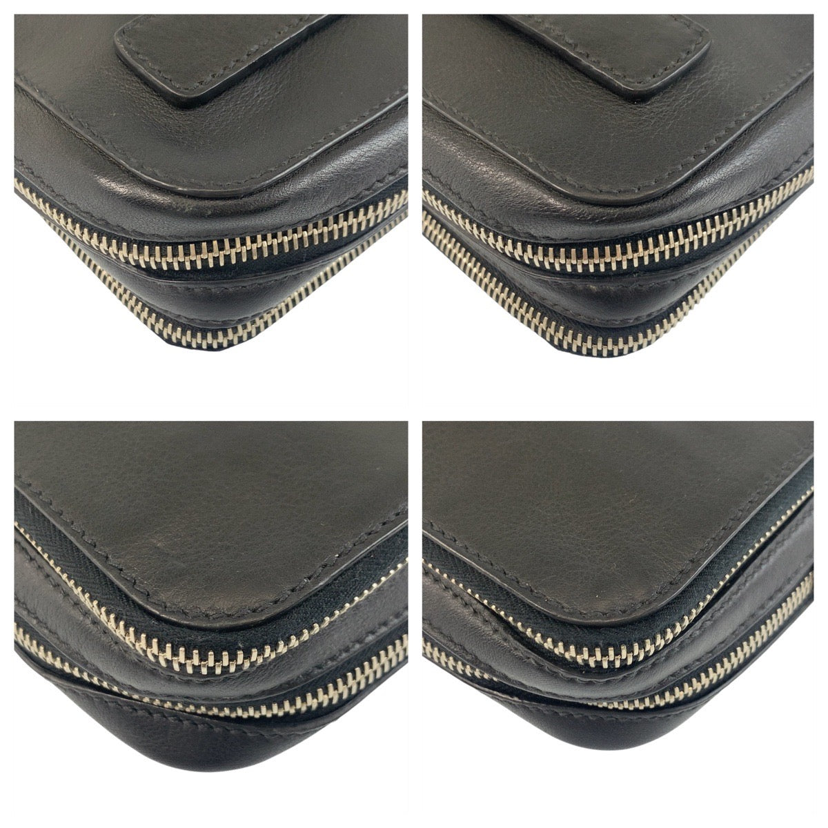 18656
PRADA プラダ 三角ロゴプレート ブラック 黒 シルバー金具 レザー クラッチバッグ セカンドバッグ  メンズ ABP48