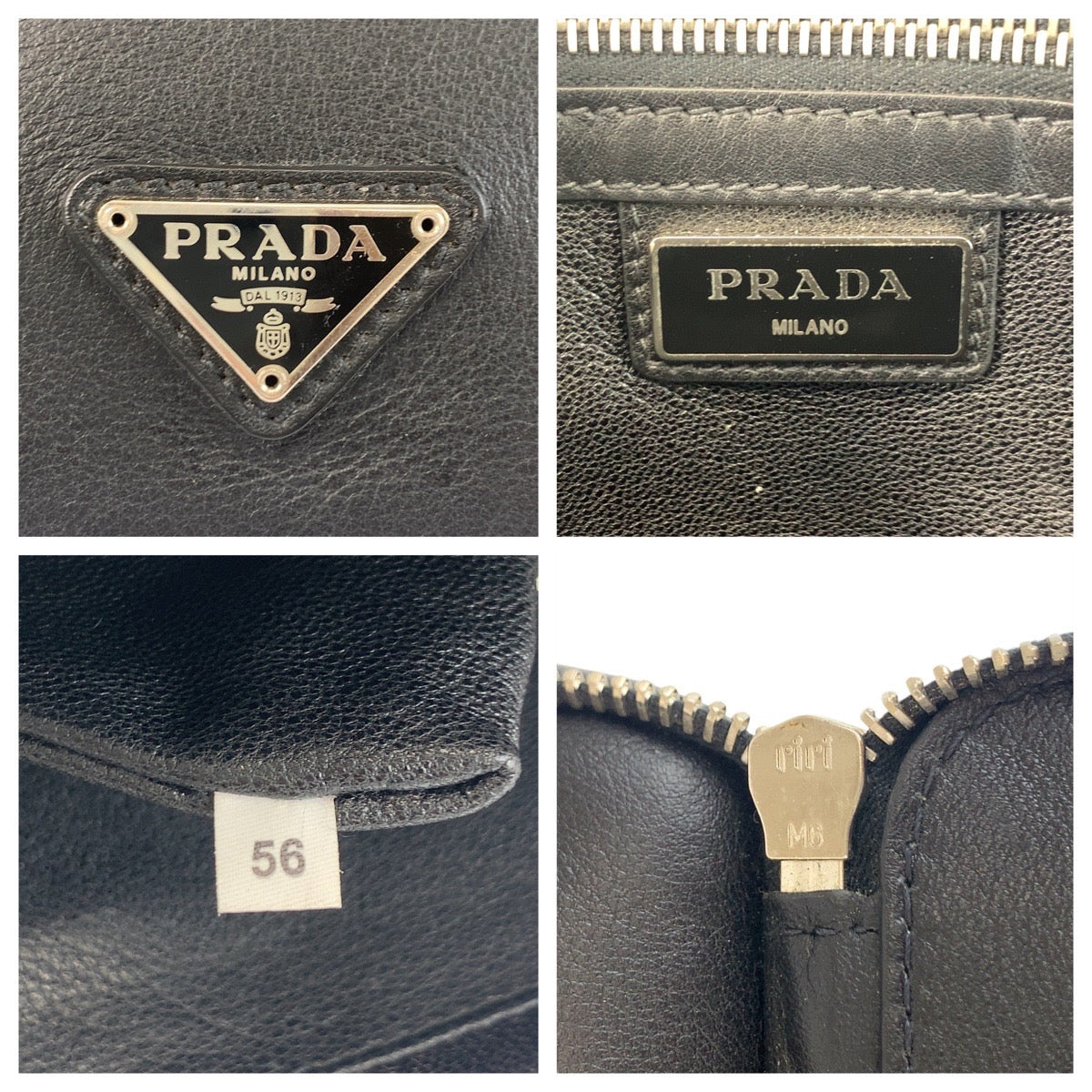 18656
PRADA プラダ 三角ロゴプレート ブラック 黒 シルバー金具 レザー クラッチバッグ セカンドバッグ  メンズ ABP48