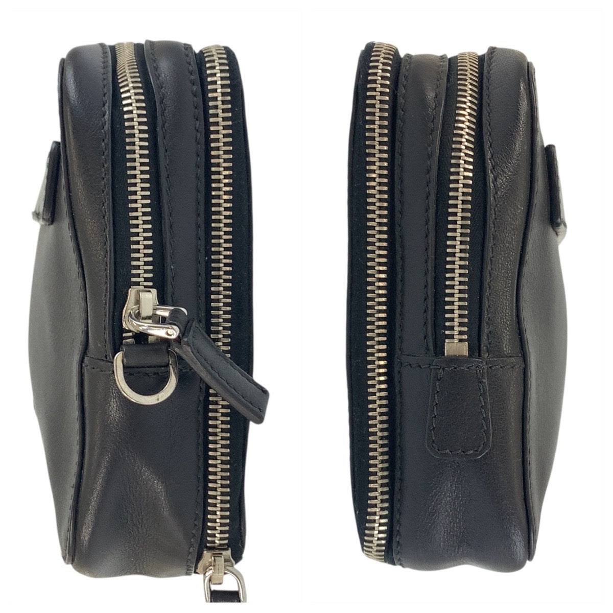 18656
PRADA プラダ 三角ロゴプレート ブラック 黒 シルバー金具 レザー クラッチバッグ セカンドバッグ  メンズ ABP48