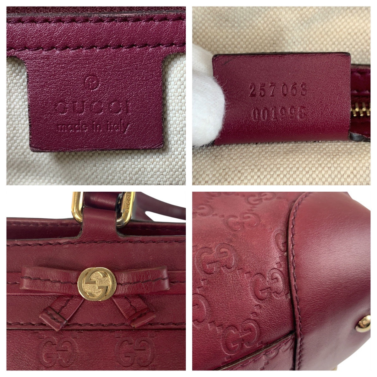 18659
GUCCI グッチ グッチシマ メイフェア ワインレッド ゴールド金具 レザー 257063 トートバッグ ショルダーバッグ レディース ABP44