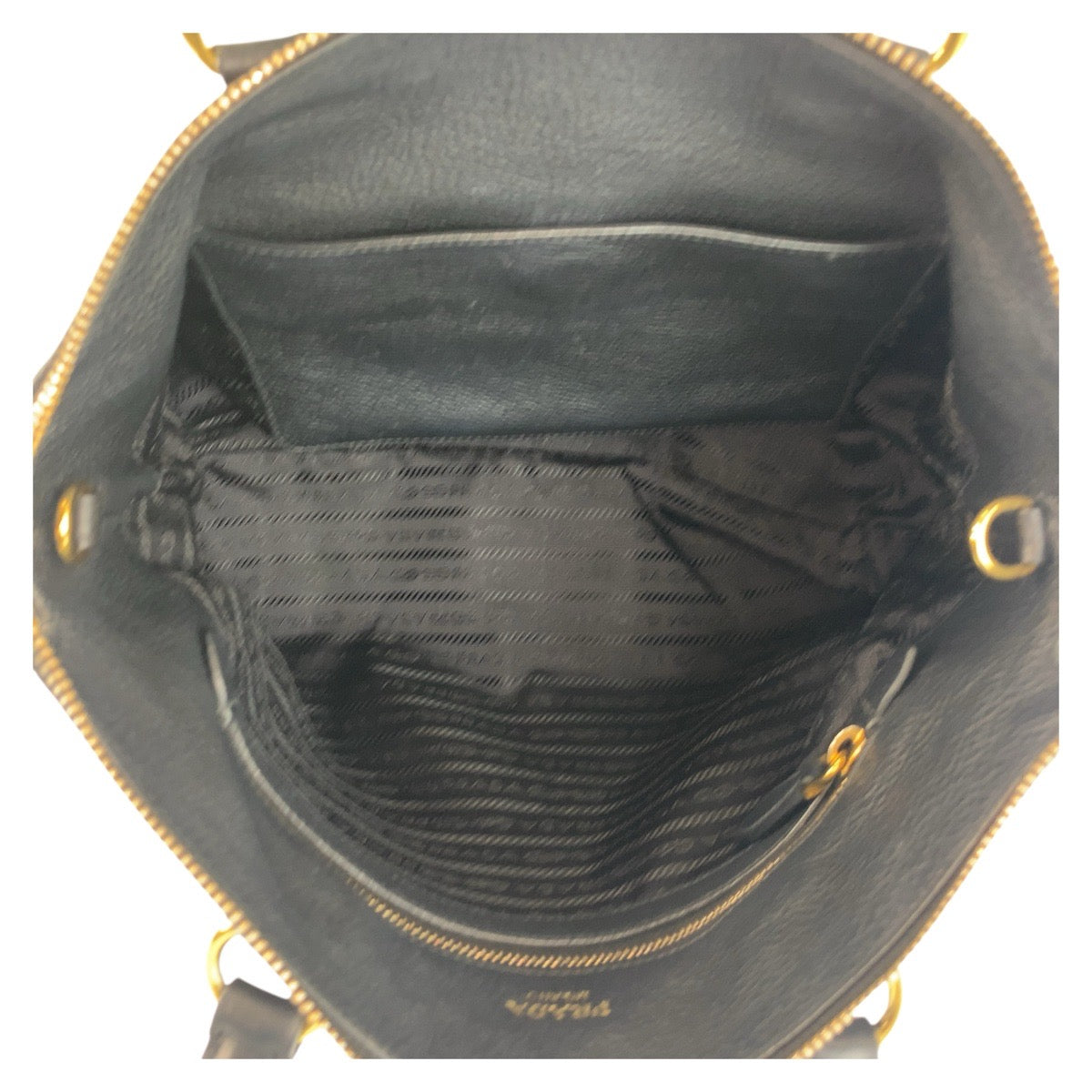18661
PRADA プラダ ヴィッテロダイノ ブラック 黒 ゴールド金具 レザー ハンドバッグ トートバッグ  レディース AB78