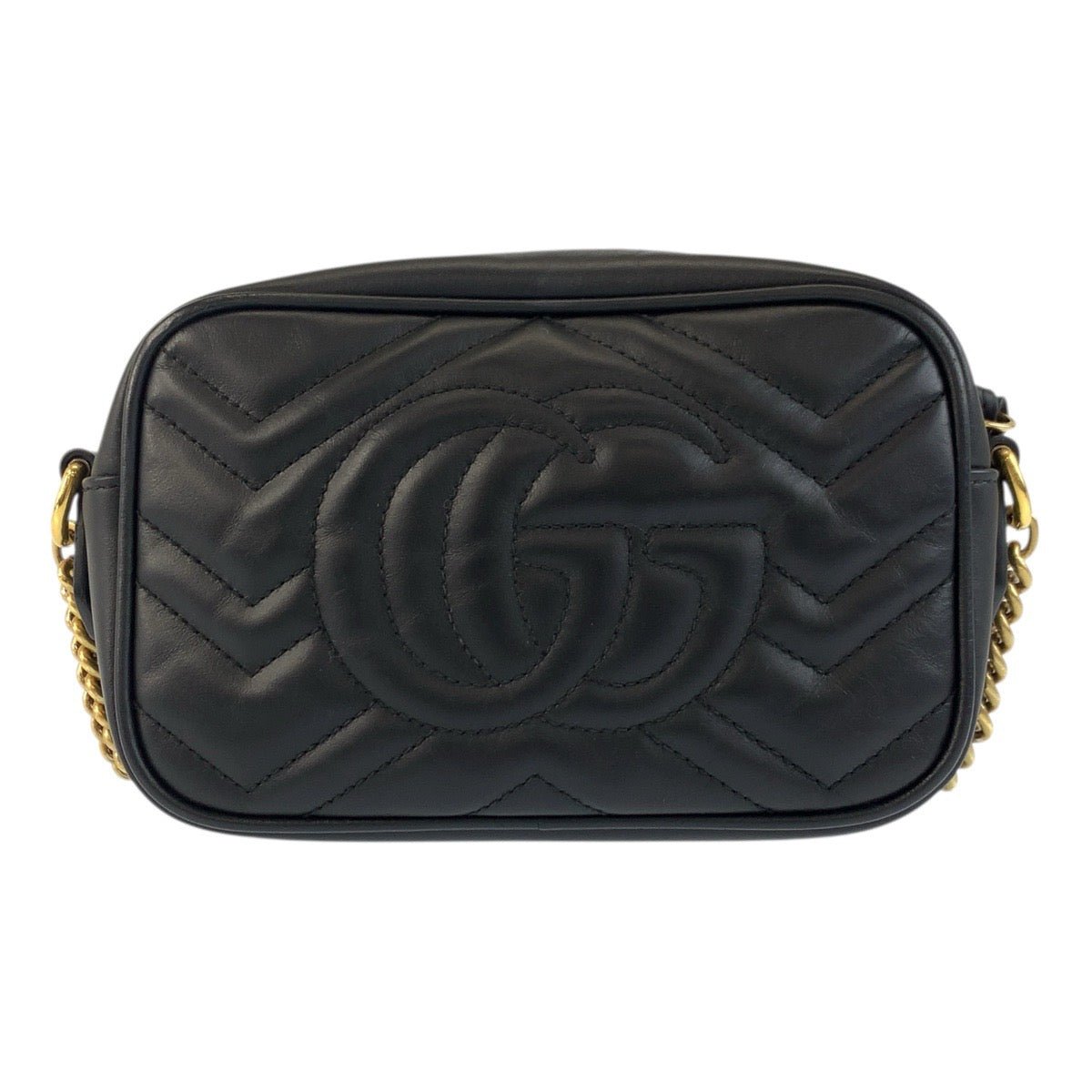 18662
GUCCI グッチ GGマーモント ミニ カメラバッグ ブラック 黒 ゴールド金具 レザー 634785 ショルダーバッグ ポシェット  レディース A100
