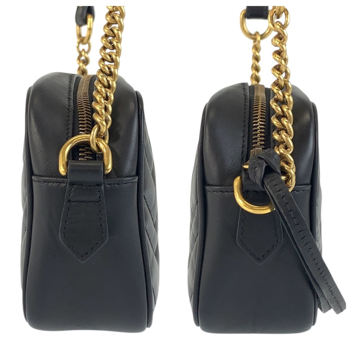 18662
GUCCI グッチ GGマーモント ミニ カメラバッグ ブラック 黒 ゴールド金具 レザー 634785 ショルダーバッグ ポシェット  レディース A100