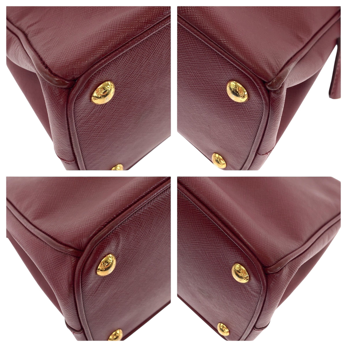18663
PRADA プラダ サフィアーノ ガレリア ボルドー ゴールド金具 レザー ショルダーバッグ ハンドバッグ 2way  レディース ABP64