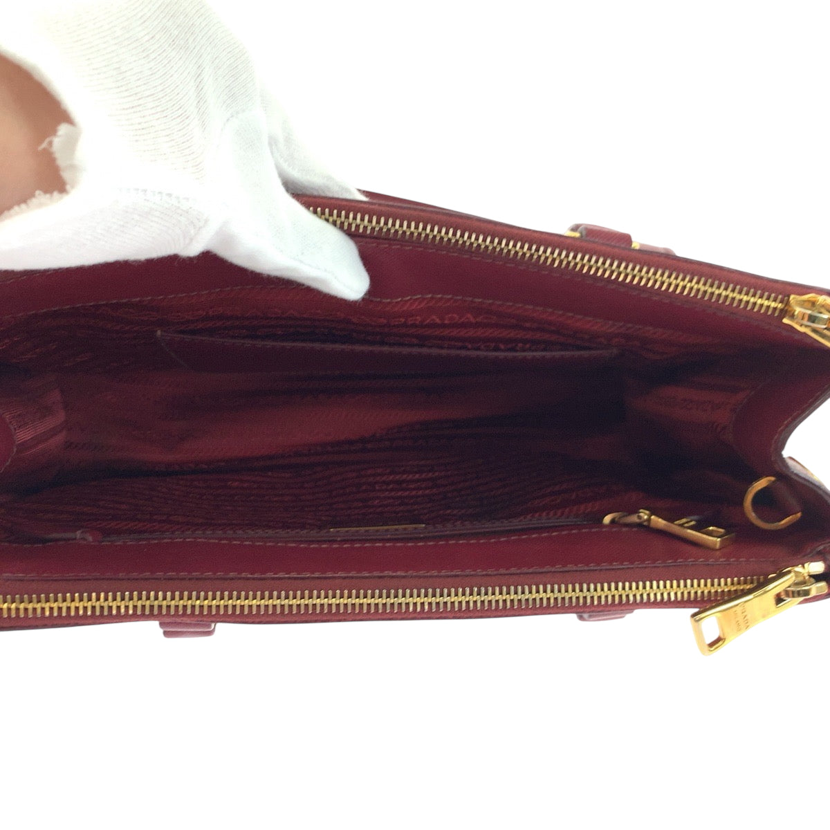 18663
PRADA プラダ サフィアーノ ガレリア ボルドー ゴールド金具 レザー ショルダーバッグ ハンドバッグ 2way  レディース ABP64