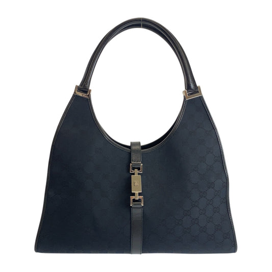 18664
GUCCI グッチ ジャッキー ブラック 黒 シルバー金具 GGキャンバス / レザー 002 1066 ショルダーバッグ  レディース A62