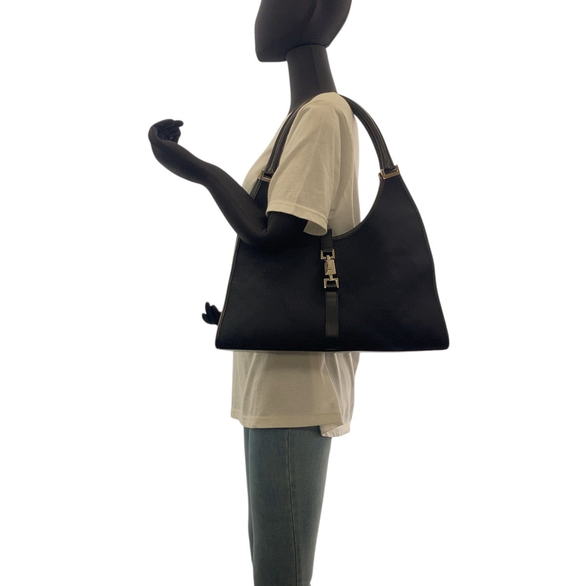 18664
GUCCI グッチ ジャッキー ブラック 黒 シルバー金具 GGキャンバス / レザー 002 1066 ショルダーバッグ レディース A62