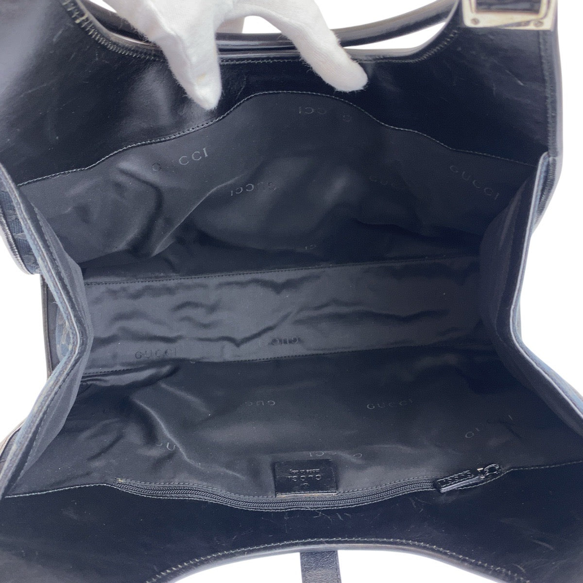 18664
GUCCI グッチ ジャッキー ブラック 黒 シルバー金具 GGキャンバス / レザー 002 1066 ショルダーバッグ レディース A62