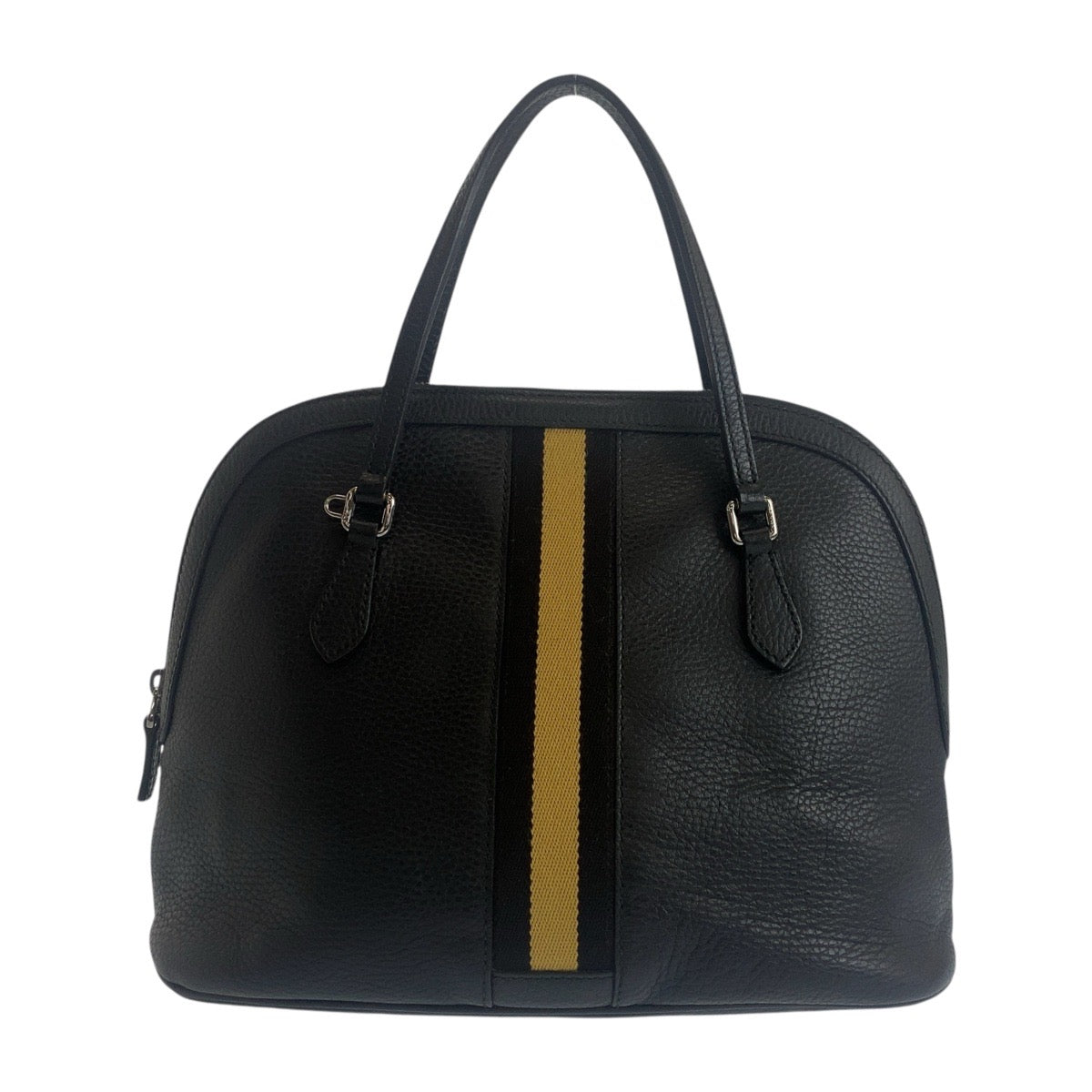 18665
GUCCI グッチ シェリーライン ブラック 黒 ベージュ シルバー金具 レザー 420023 ハンドバッグ レディース AB45