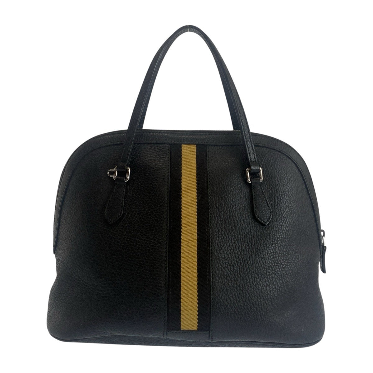 18665
GUCCI グッチ シェリーライン ブラック 黒 ベージュ シルバー金具 レザー 420023 ハンドバッグ レディース AB45