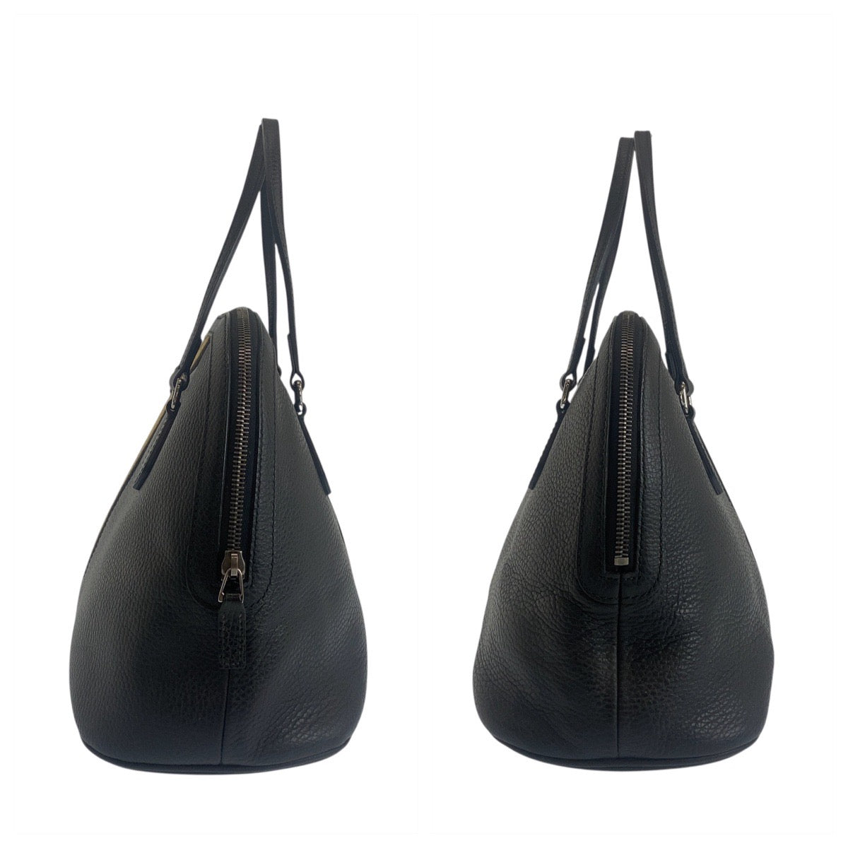 18665
GUCCI グッチ シェリーライン ブラック 黒 ベージュ シルバー金具 レザー 420023 ハンドバッグ レディース AB45