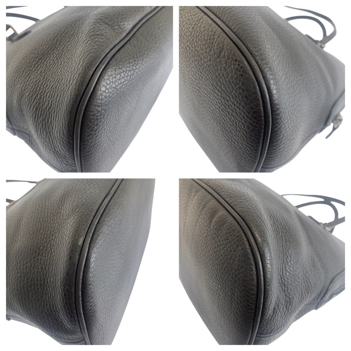 18665
GUCCI グッチ シェリーライン ブラック 黒 ベージュ シルバー金具 レザー 420023 ハンドバッグ レディース AB45