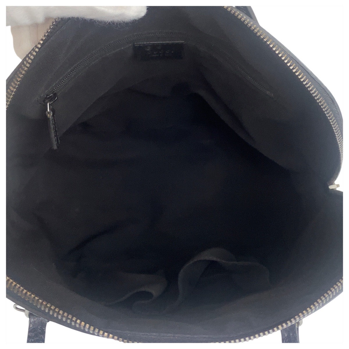 18665
GUCCI グッチ シェリーライン ブラック 黒 ベージュ シルバー金具 レザー 420023 ハンドバッグ レディース AB45