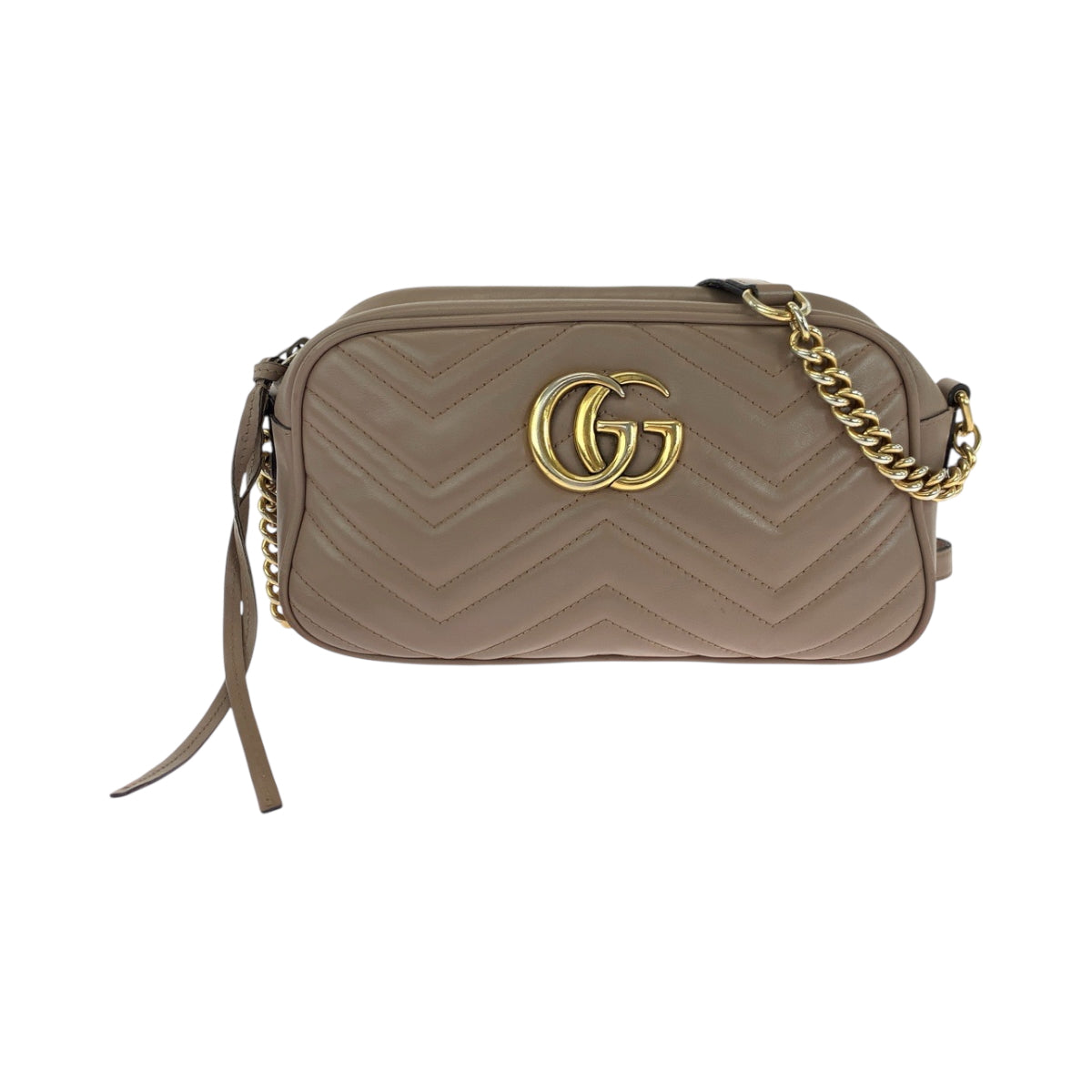 18666
GUCCI グッチ キルティング GGマーモント ベージュ ゴールド金具 レザー 447632 ショルダーバッグ ポシェット  レディース