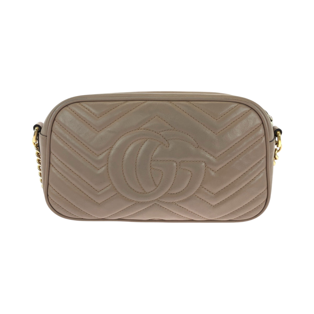 18666
GUCCI グッチ キルティング GGマーモント ベージュ ゴールド金具 レザー 447632 ショルダーバッグ ポシェット  レディース